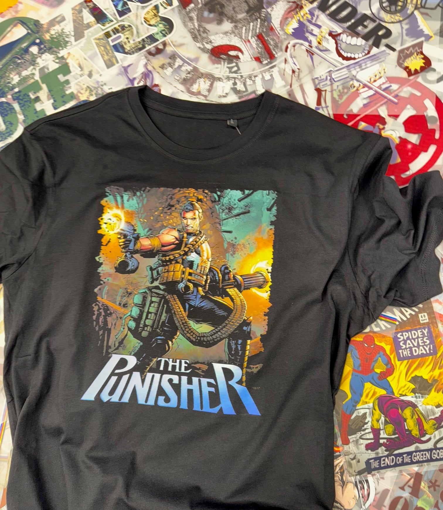 PUNISHER COMIC BOOK STYLE BLACK T SHIRT