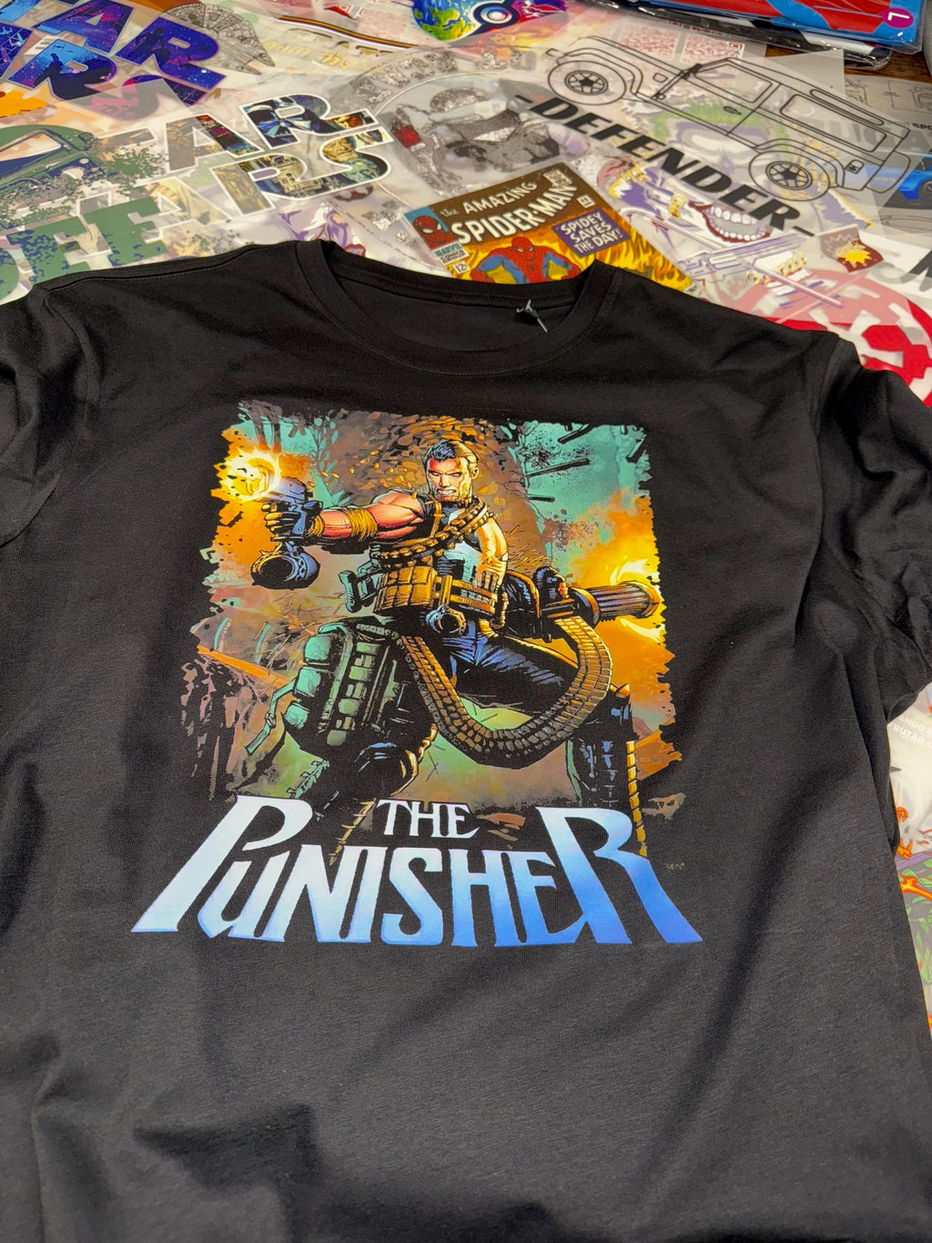 PUNISHER COMIC BOOK STYLE BLACK T SHIRT