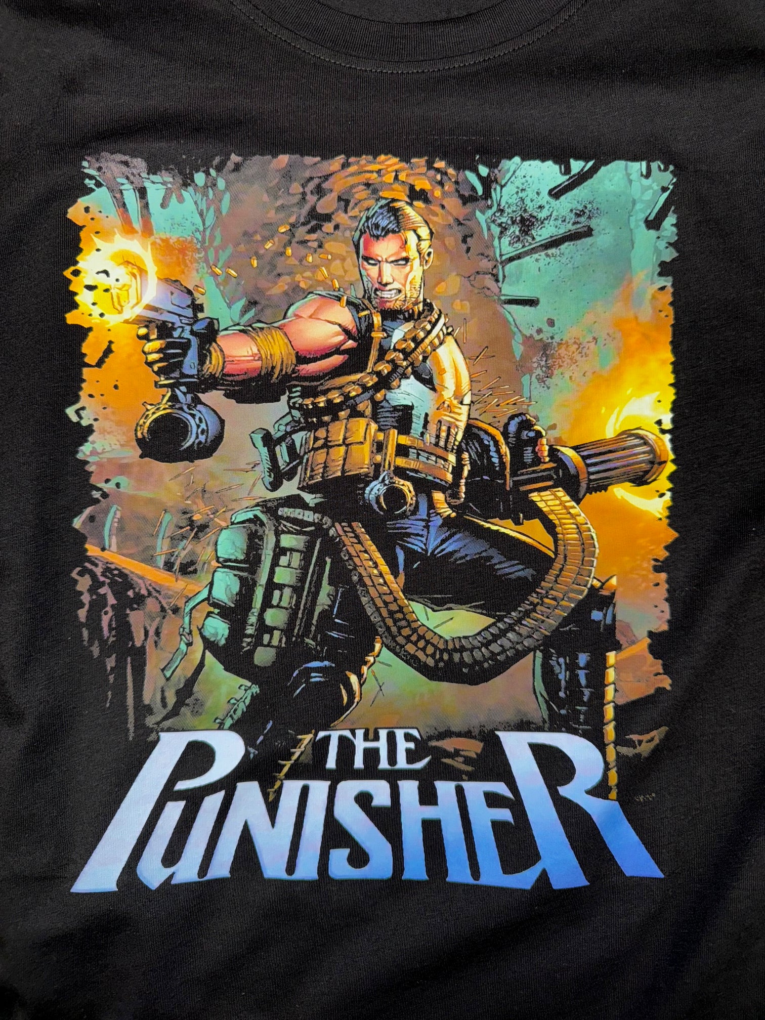 PUNISHER COMIC BOOK STYLE BLACK T SHIRT