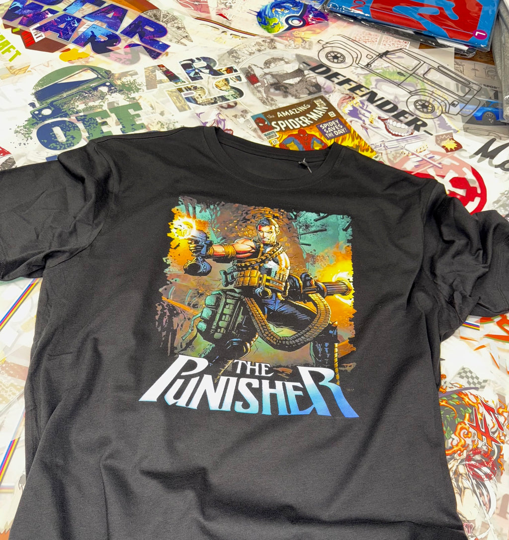 PUNISHER COMIC BOOK STYLE BLACK T SHIRT