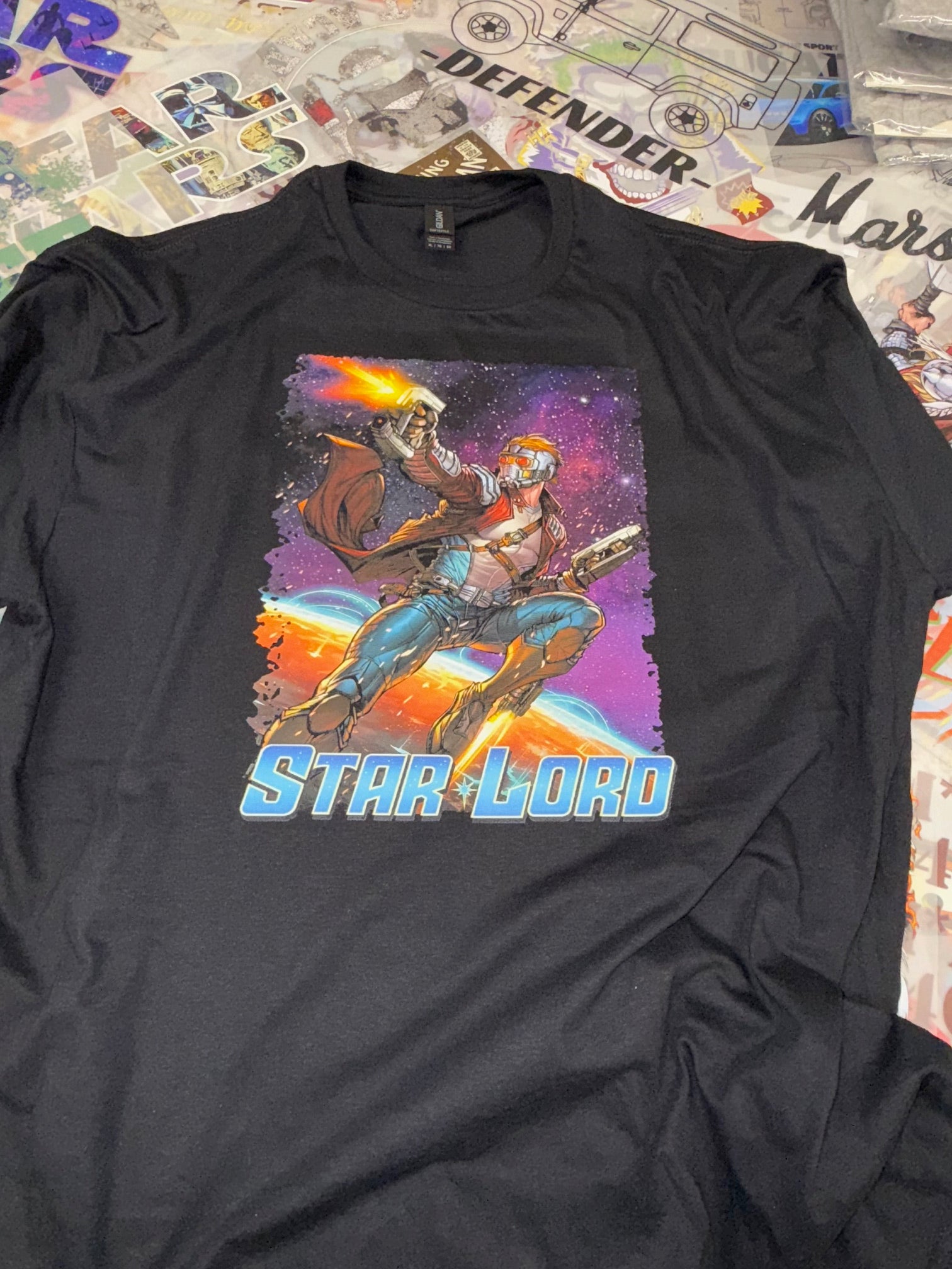 GUARDIANS OF THE GALAXY STARLORD COMIC BOOK STYLE BLACK T SHIRT