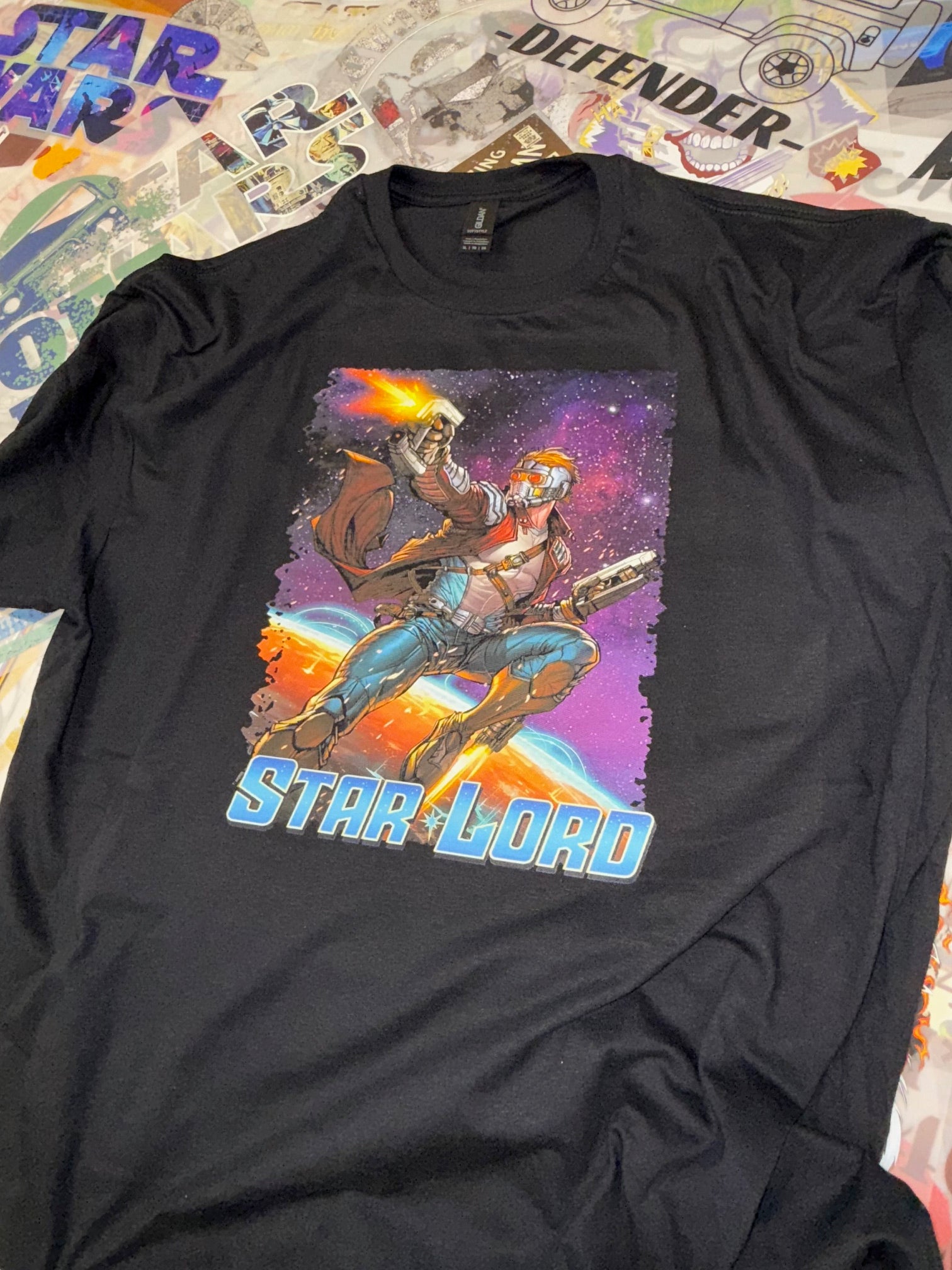 GUARDIANS OF THE GALAXY STARLORD COMIC BOOK STYLE BLACK T SHIRT
