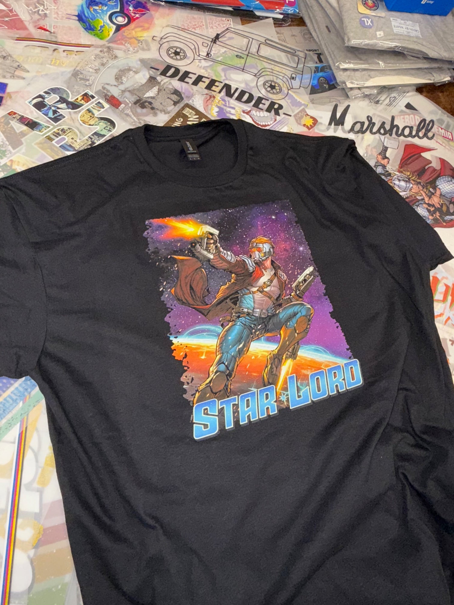 GUARDIANS OF THE GALAXY STARLORD COMIC BOOK STYLE BLACK T SHIRT