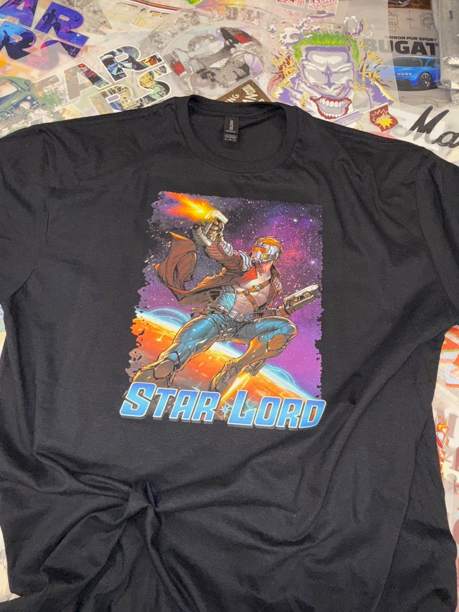 GUARDIANS OF THE GALAXY STARLORD COMIC BOOK STYLE BLACK T SHIRT