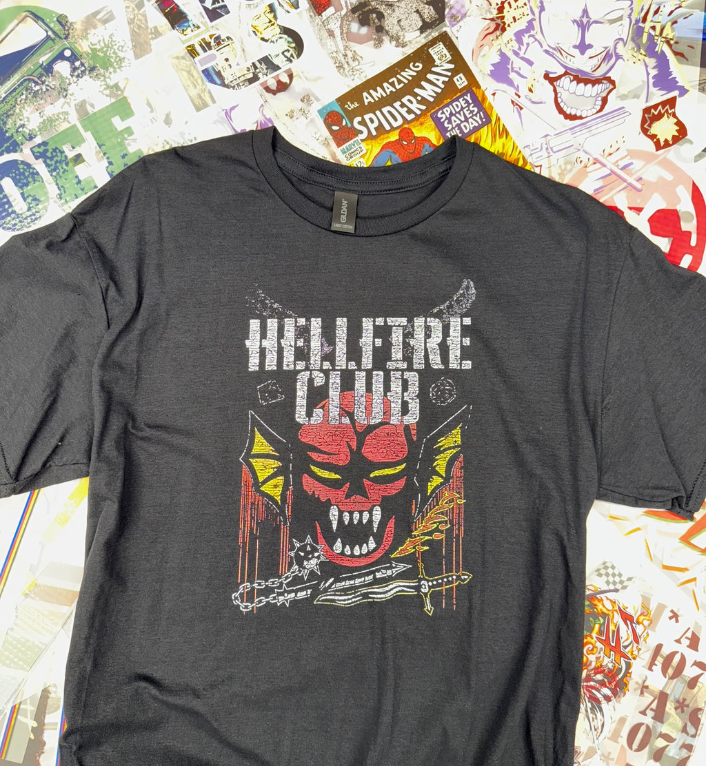 STRANGER THINS HELLFIRE CLUB BLACK T SHIRT