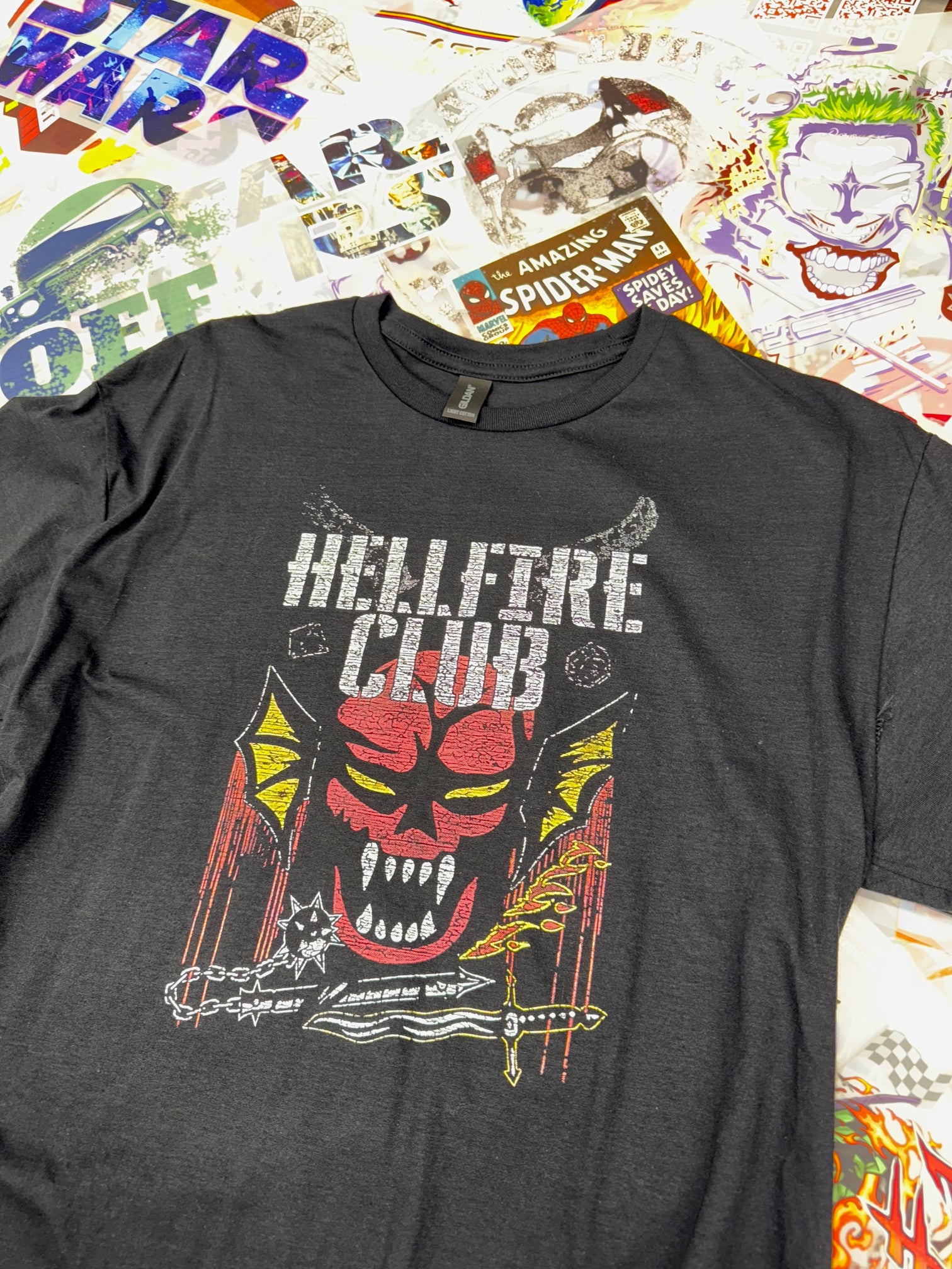 STRANGER THINS HELLFIRE CLUB BLACK T SHIRT
