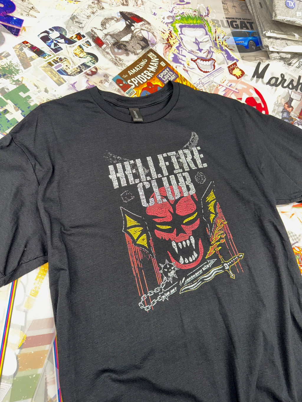 STRANGER THINS HELLFIRE CLUB BLACK T SHIRT