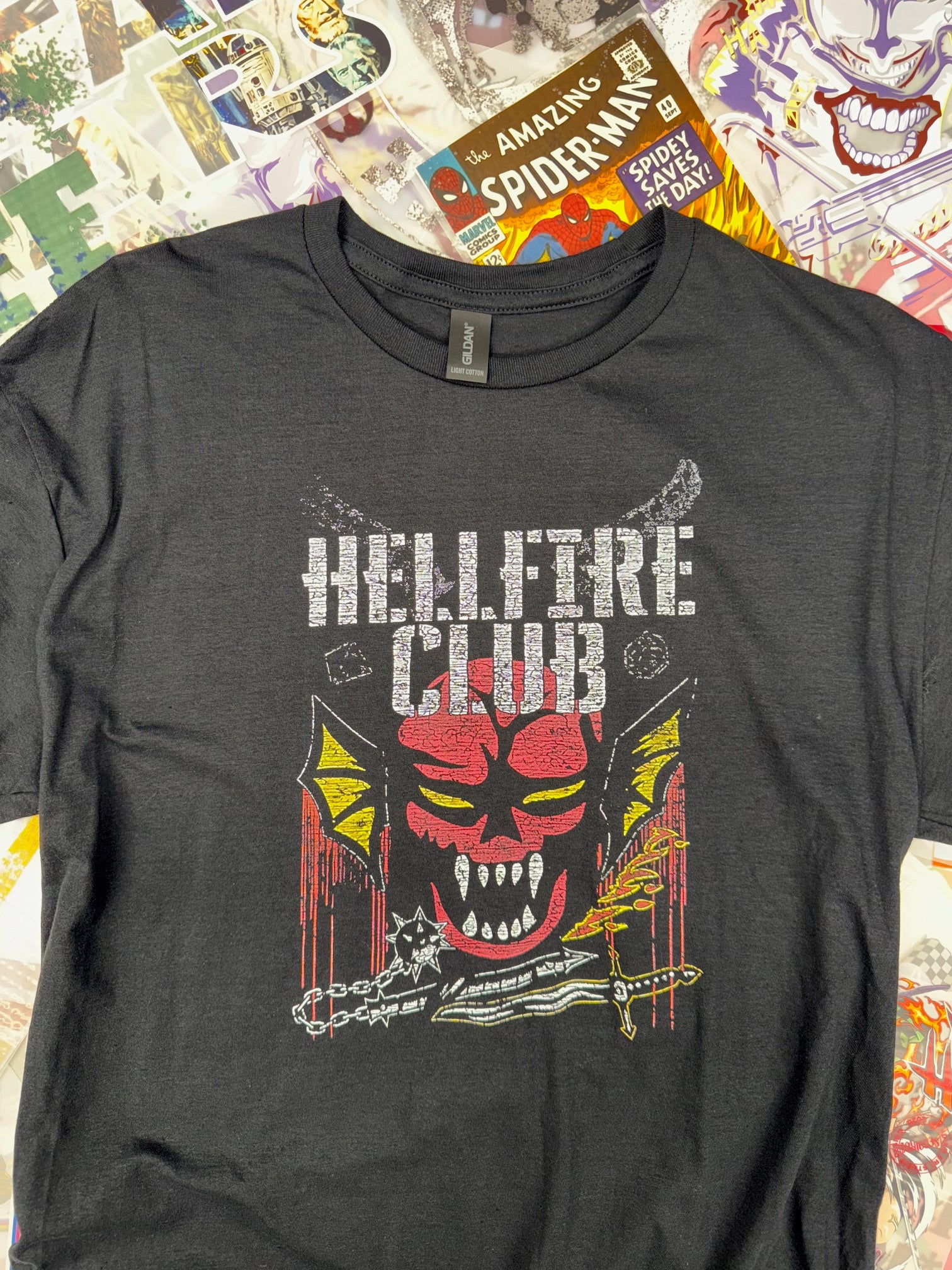 STRANGER THINS HELLFIRE CLUB BLACK T SHIRT