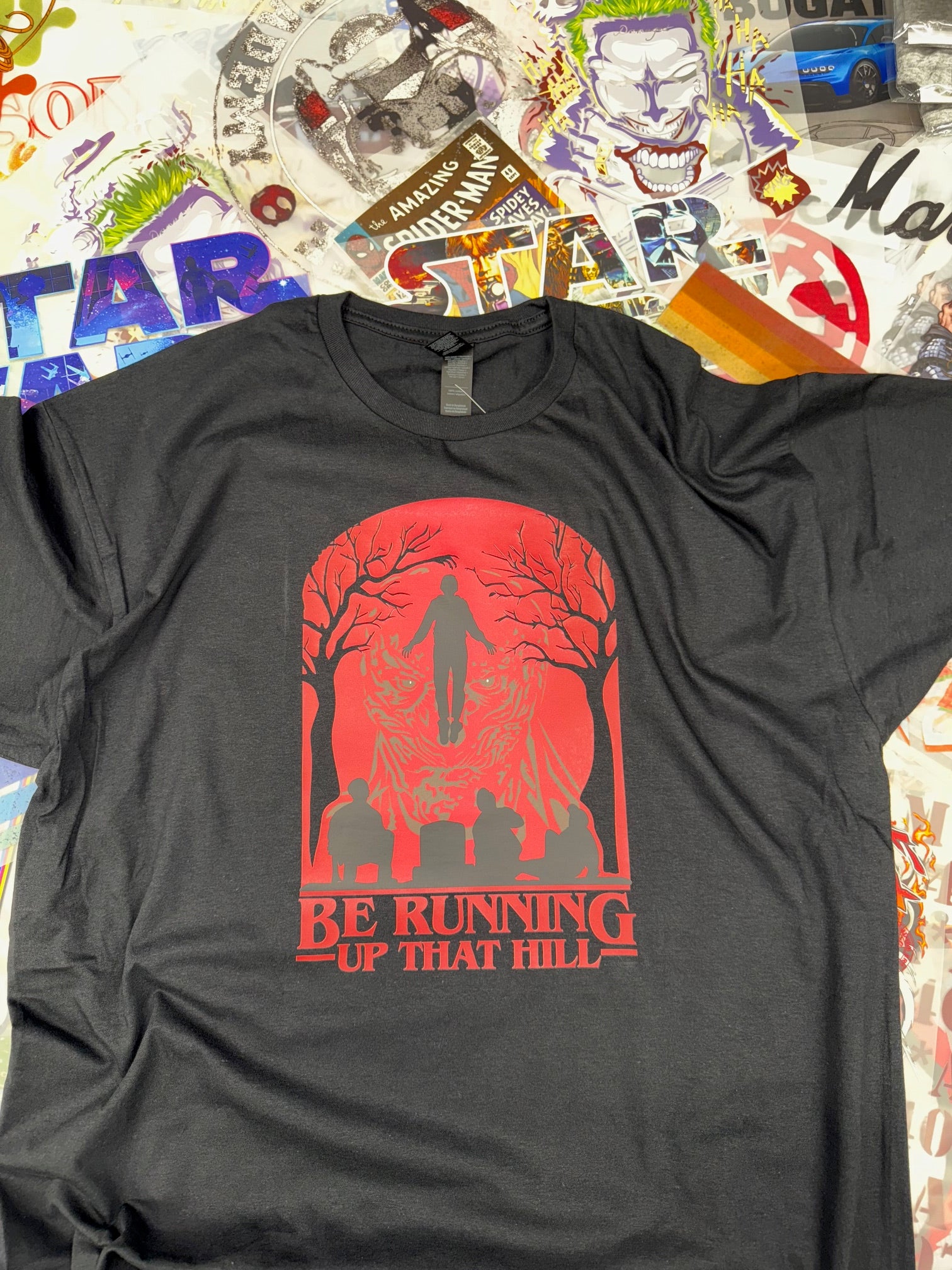 STRANGER THINGS RUNNING UP THAT HILL VECNA BLACK T SHIRT