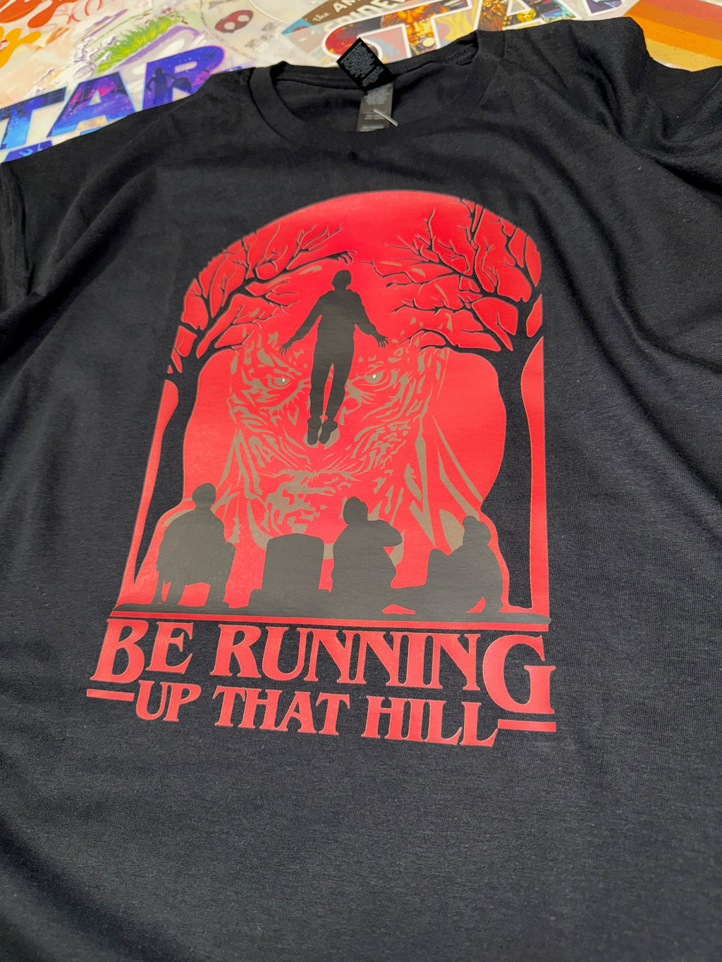 STRANGER THINGS RUNNING UP THAT HILL VECNA BLACK T SHIRT