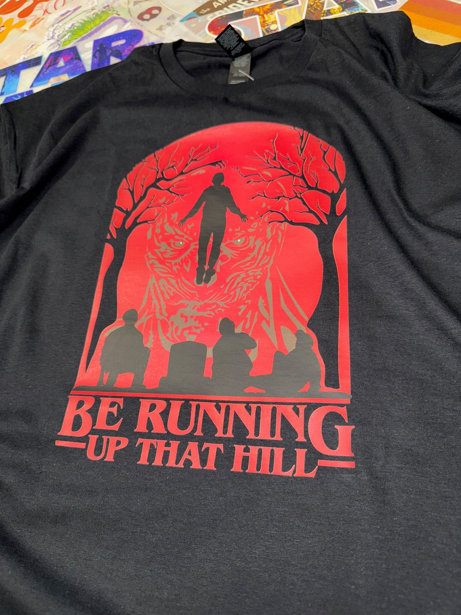 STRANGER THINGS RUNNING UP THAT HILL VECNA BLACK T SHIRT