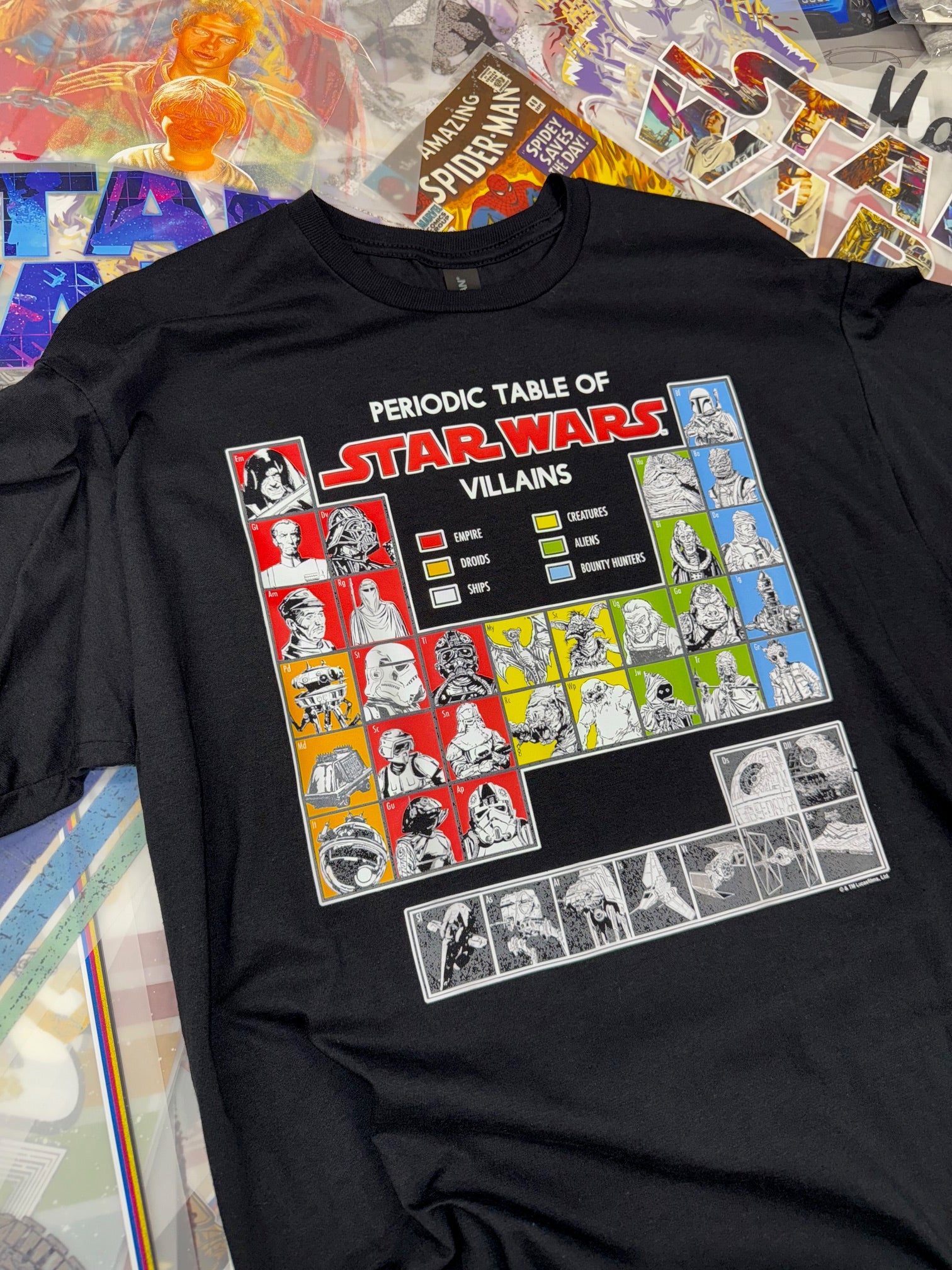 STAR WARS PERIODIC TABLE OF VILLAINS BLACK T SHIRT