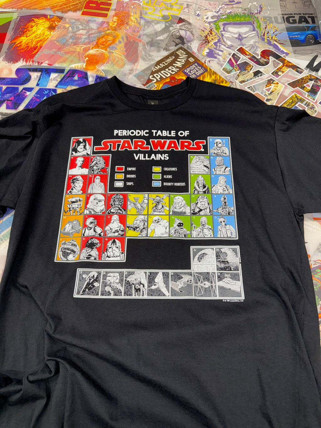 STAR WARS PERIODIC TABLE OF VILLAINS BLACK T SHIRT