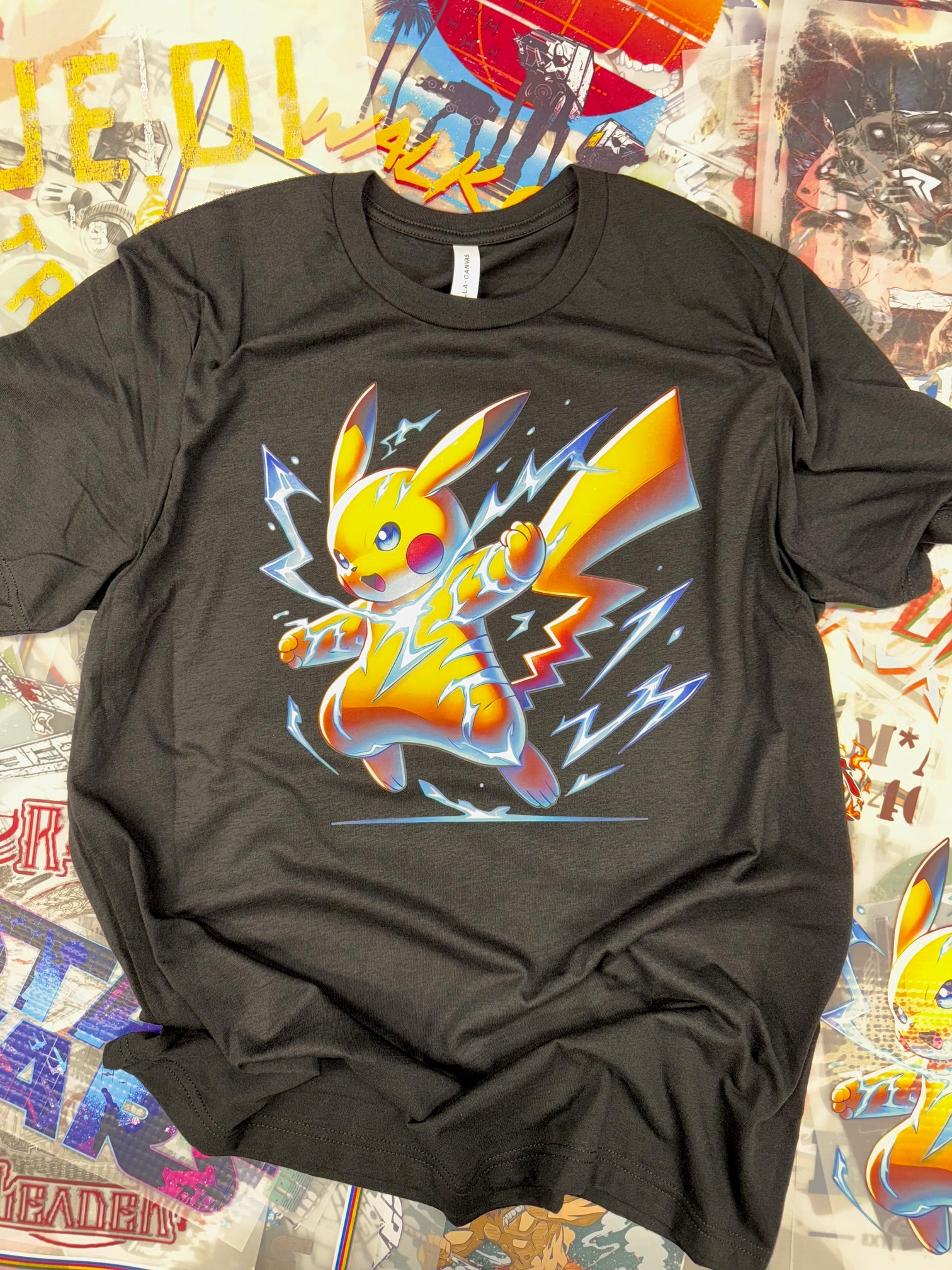 POKEMON PIKACHU BLACK T SHIRT