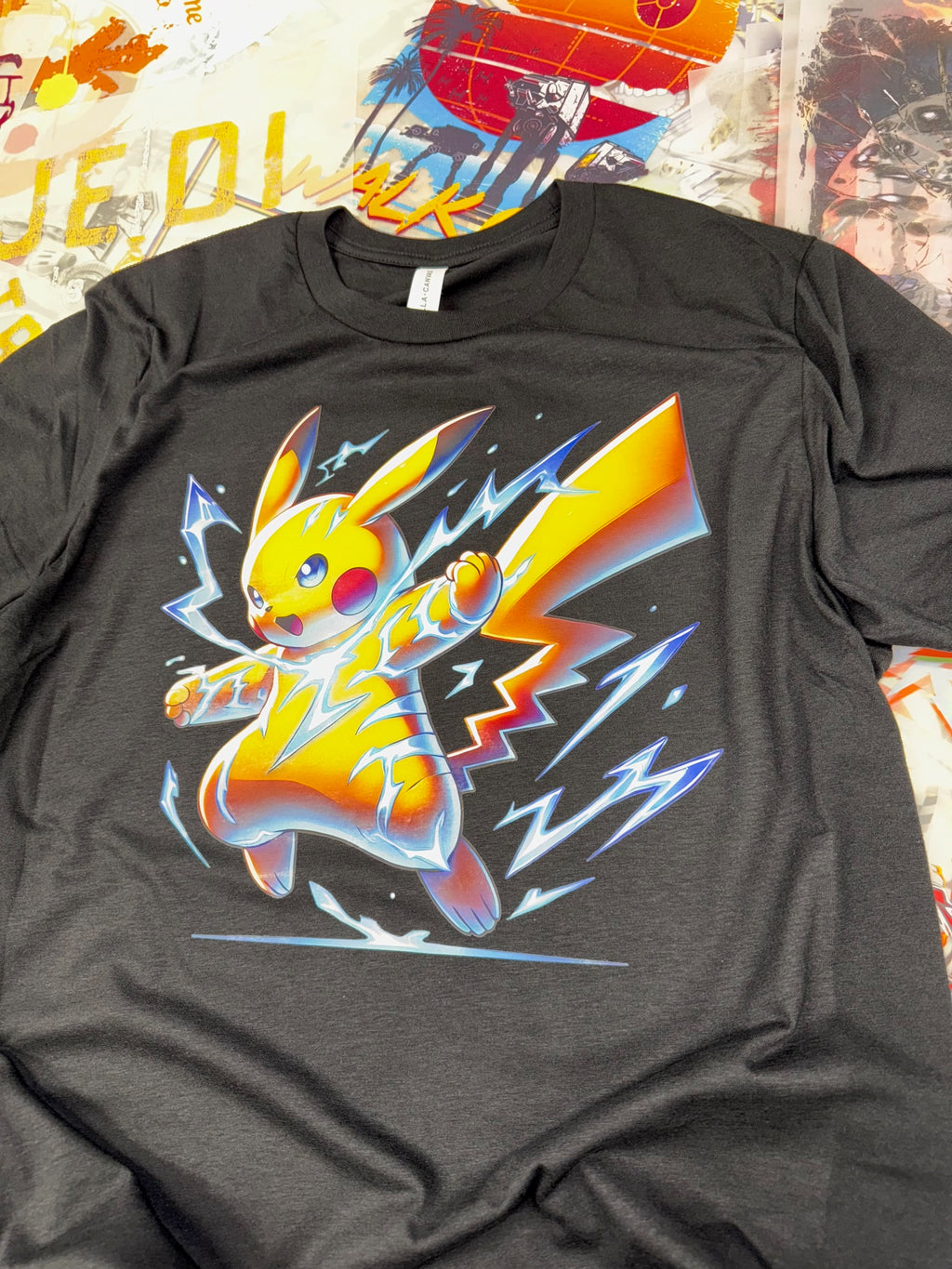 POKEMON PIKACHU BLACK T SHIRT