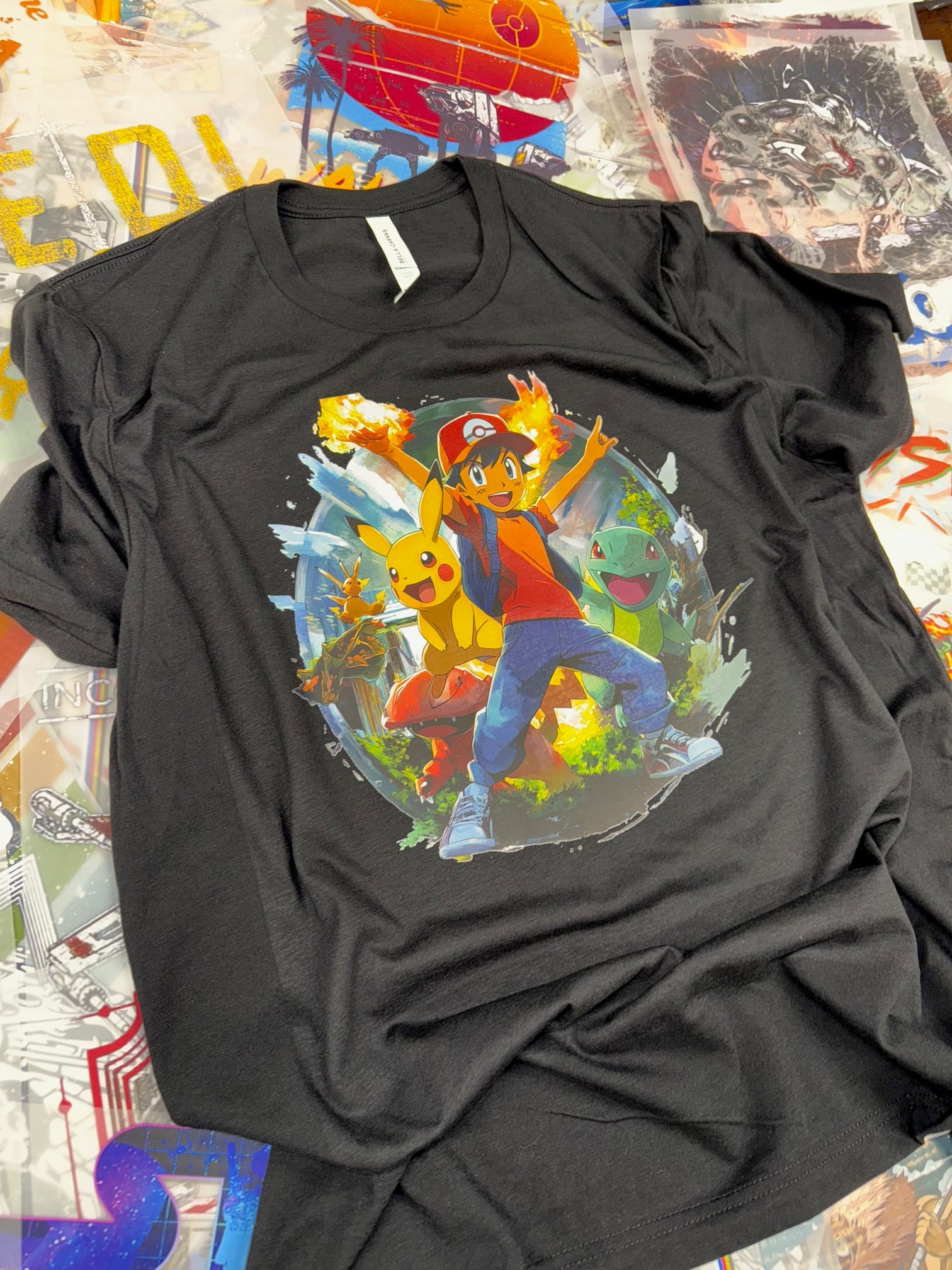 POKEMON ASH AND PIKACHU BLACK T SHIRT