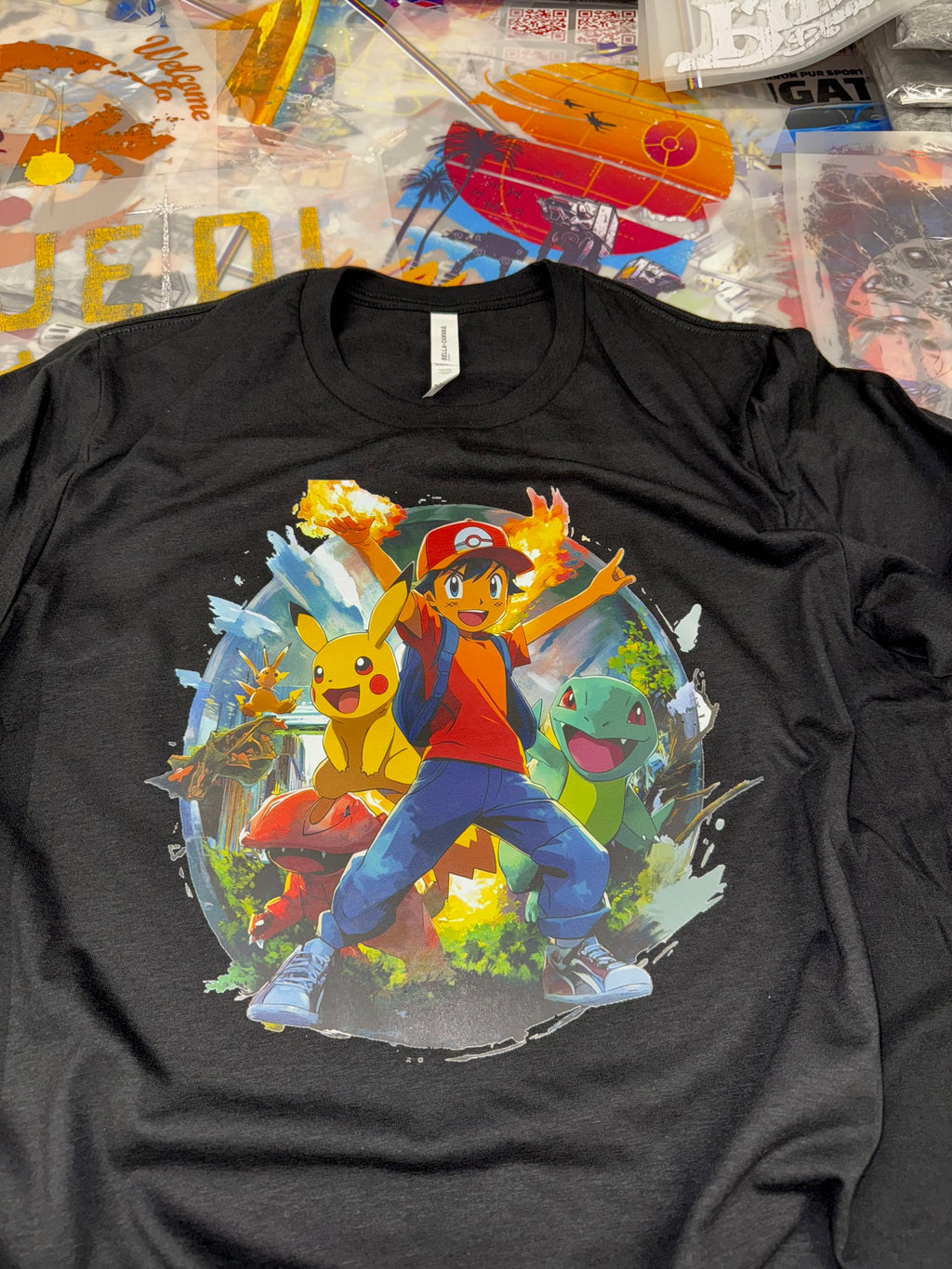 POKEMON ASH AND PIKACHU BLACK T SHIRT