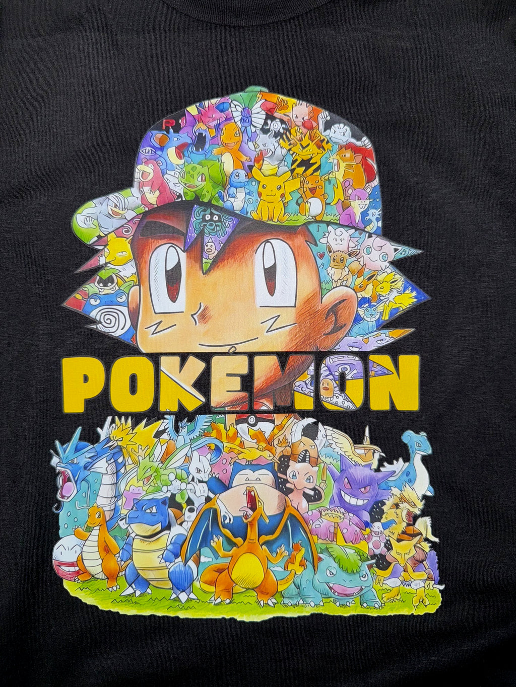 POKEMON ASH WITH ALL THE GANG BLACK T SHIRT