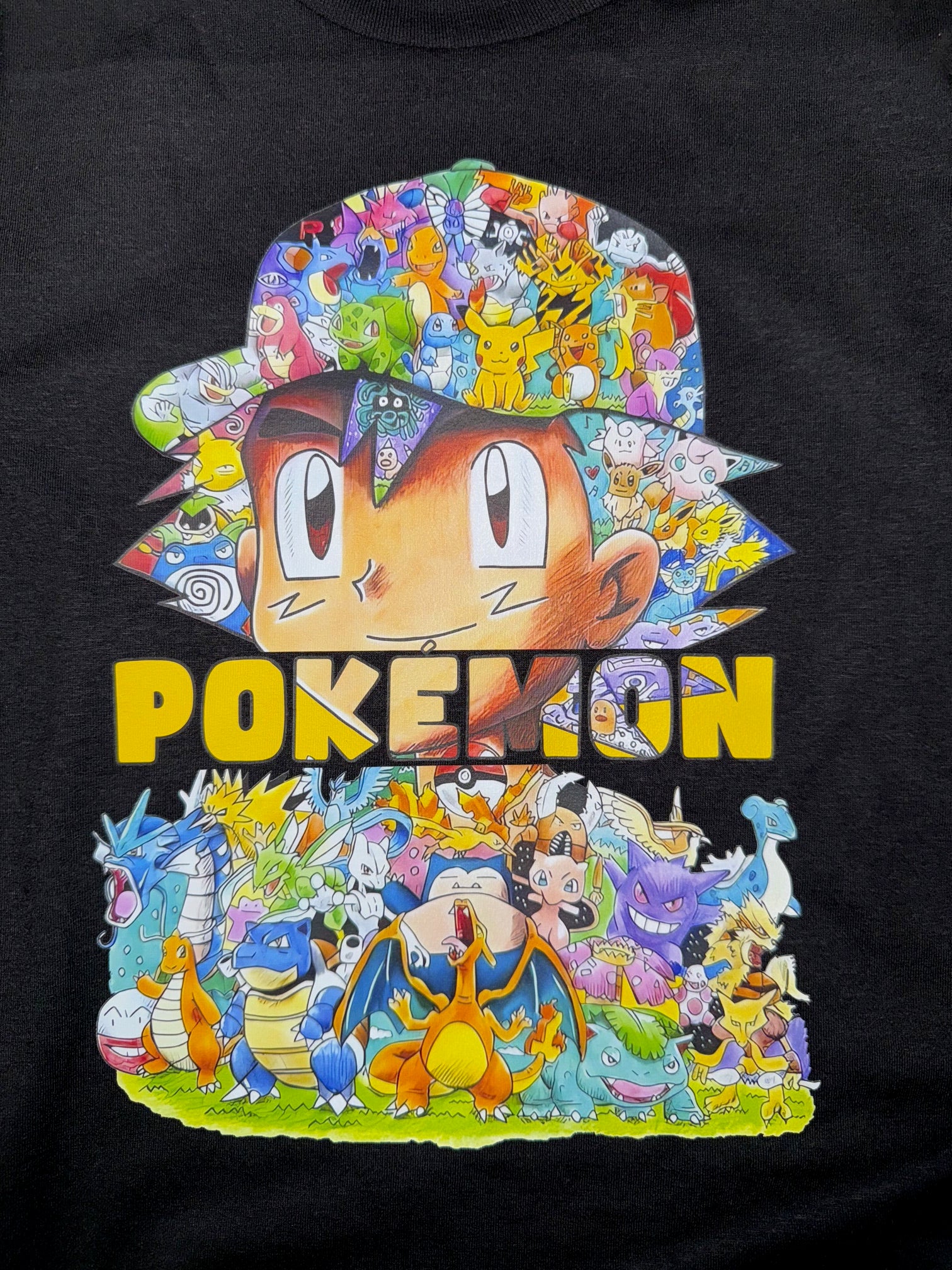 POKEMON ASH WITH ALL THE GANG BLACK T SHIRT