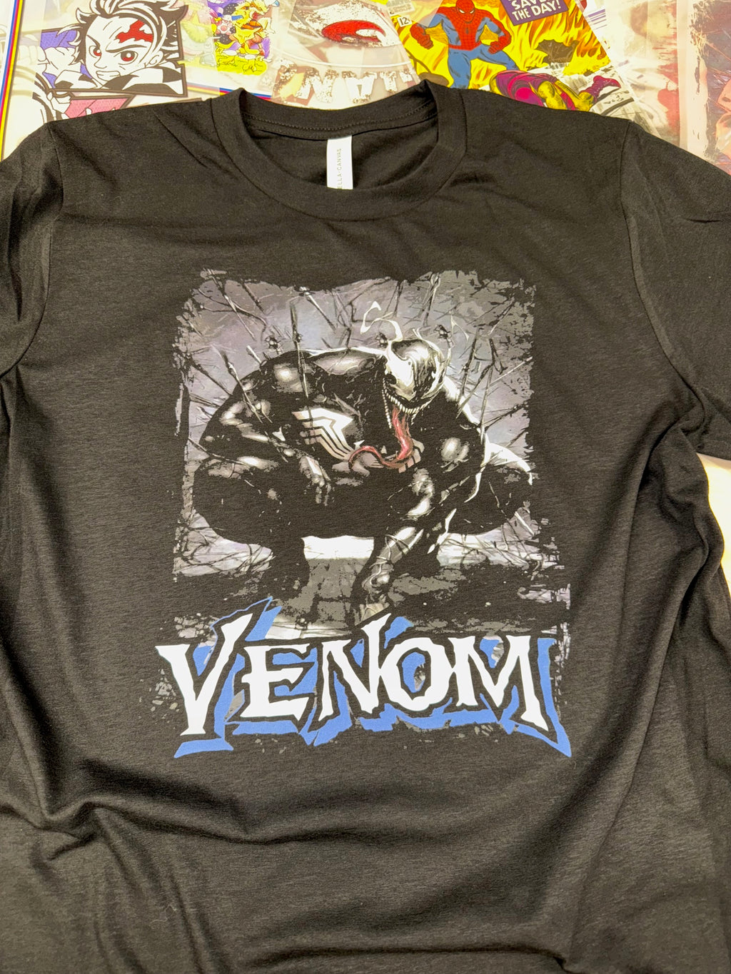 VENOM COMIC BOOK STYLE BLACK T SHIRT