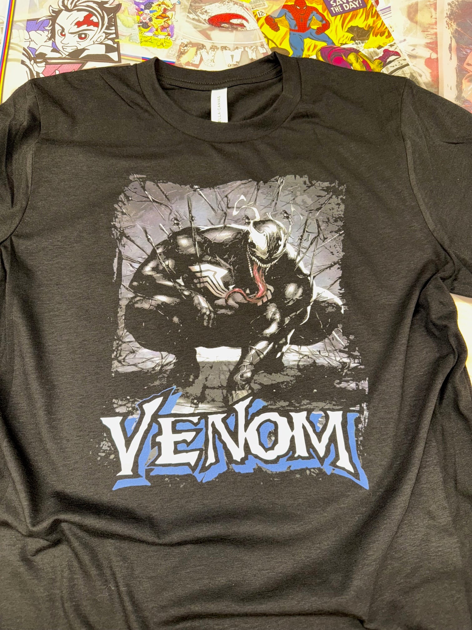 VENOM COMIC BOOK STYLE BLACK T SHIRT