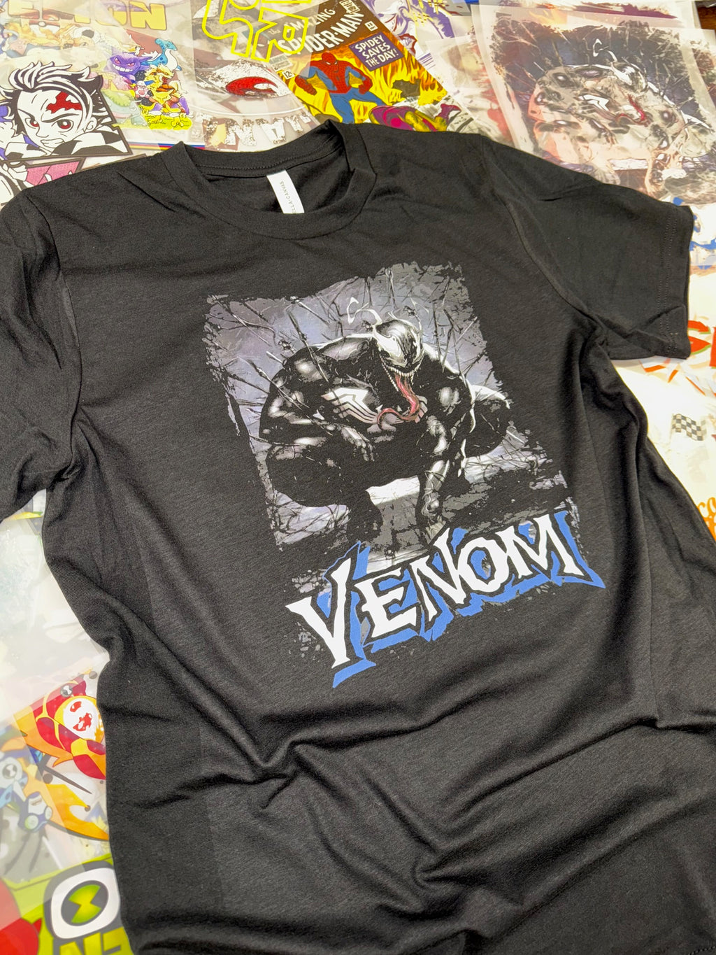 VENOM COMIC BOOK STYLE BLACK T SHIRT