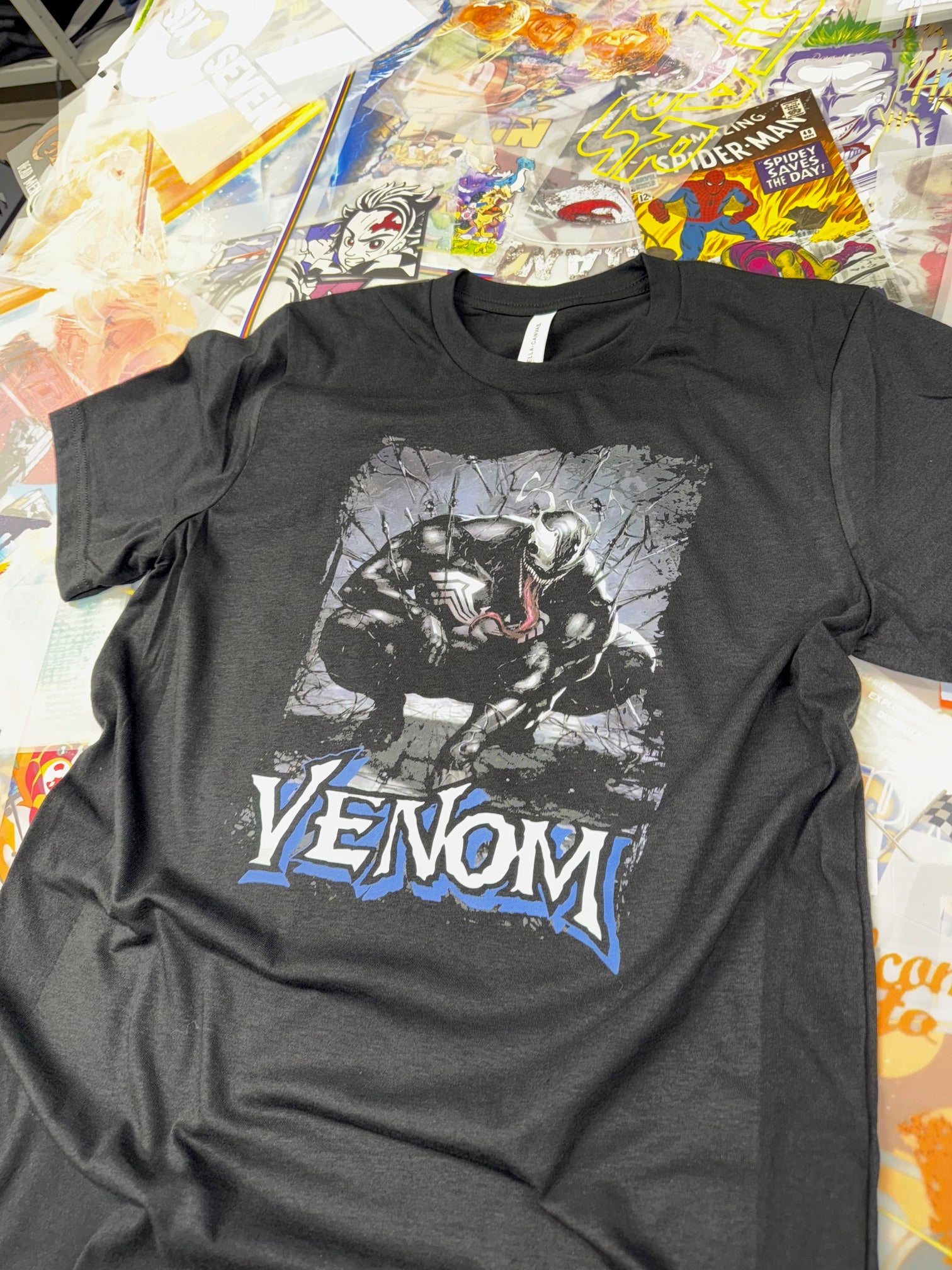 VENOM COMIC BOOK STYLE BLACK T SHIRT