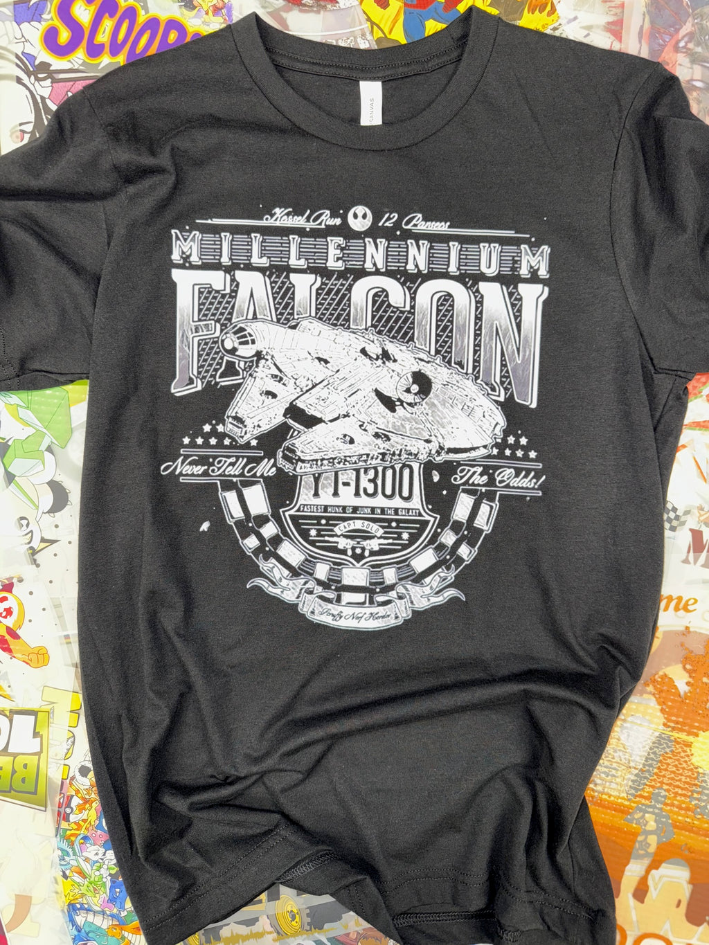 STAR WARS RETRO MILLENIUM FALCON BLACK T SHIRT