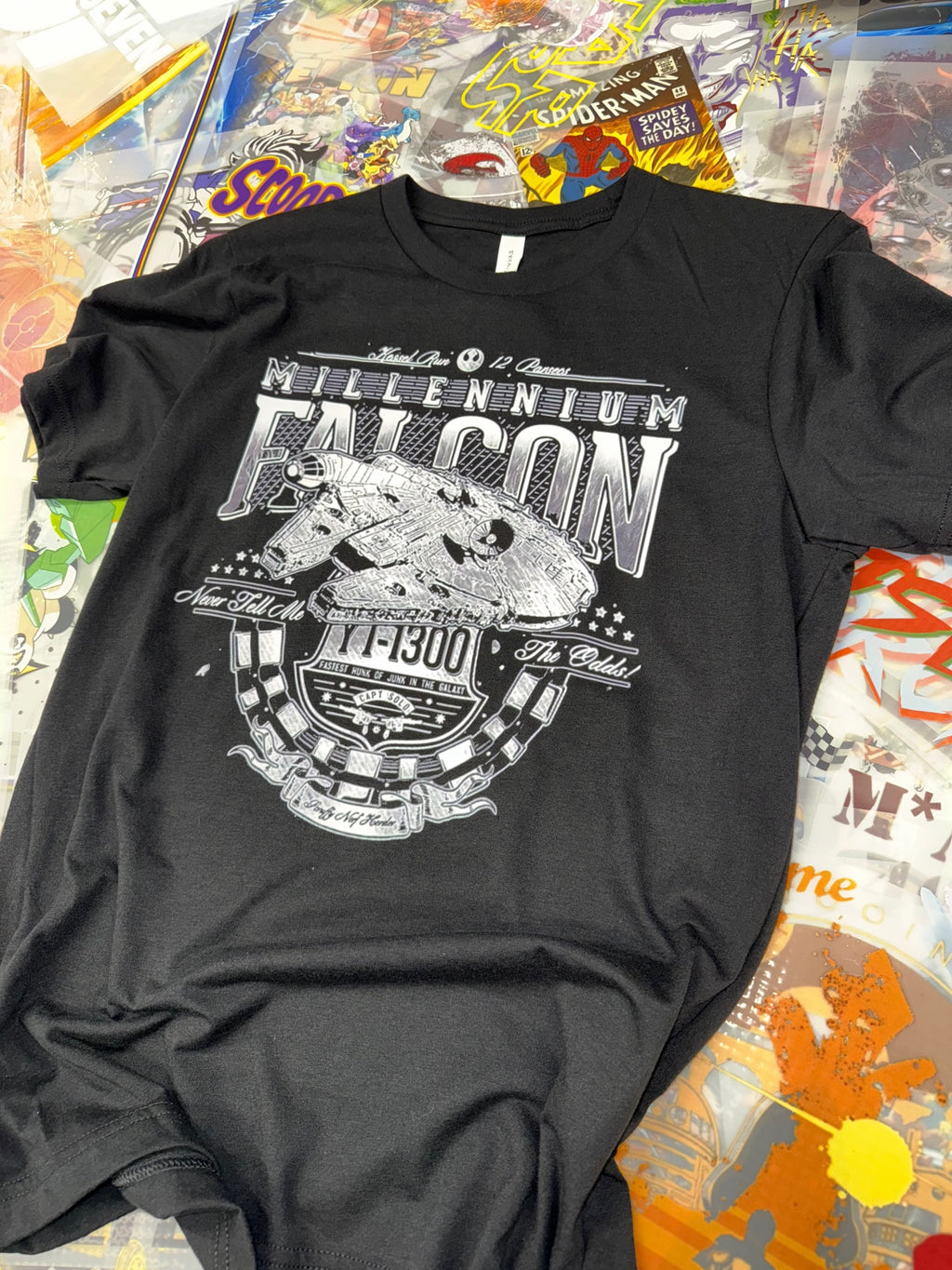 STAR WARS RETRO MILLENIUM FALCON BLACK T SHIRT