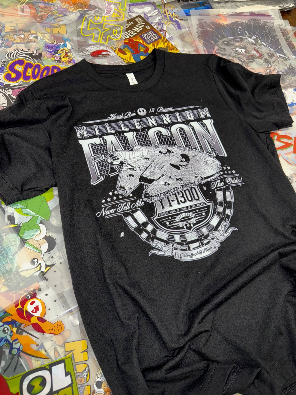 STAR WARS RETRO MILLENIUM FALCON BLACK T SHIRT