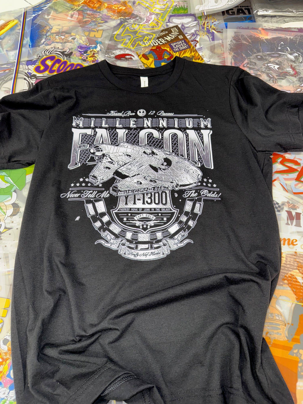 STAR WARS RETRO MILLENIUM FALCON BLACK T SHIRT