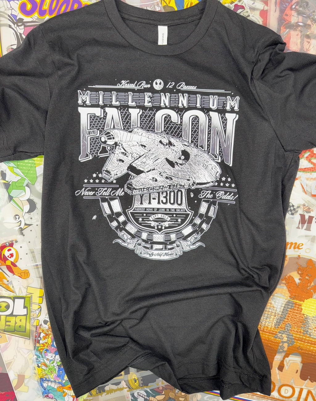 STAR WARS RETRO MILLENIUM FALCON BLACK T SHIRT