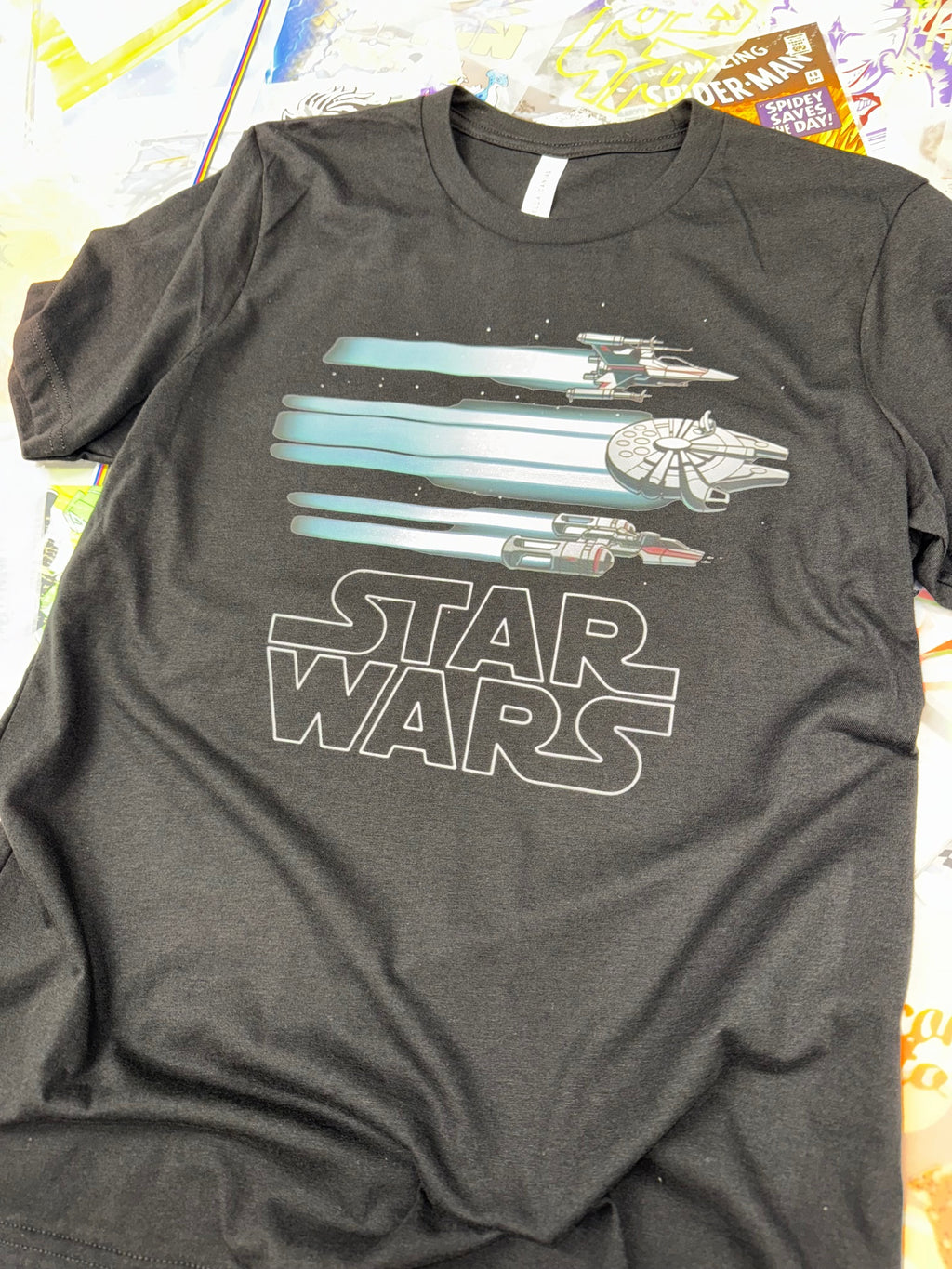 STAR WARS 3 REBEL SPACE CRAFT BLACK T SHIRT