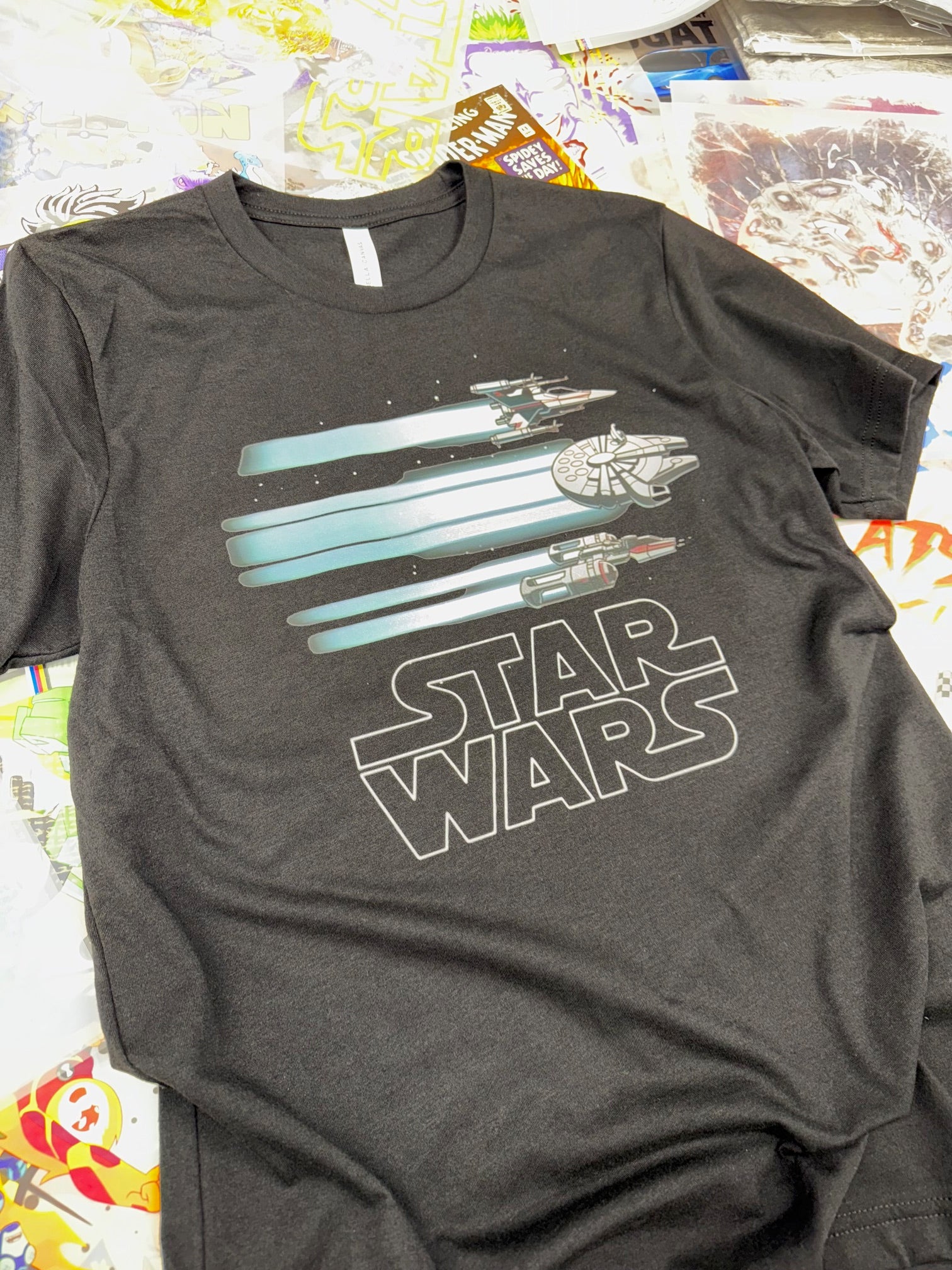 STAR WARS 3 REBEL SPACE CRAFT BLACK T SHIRT