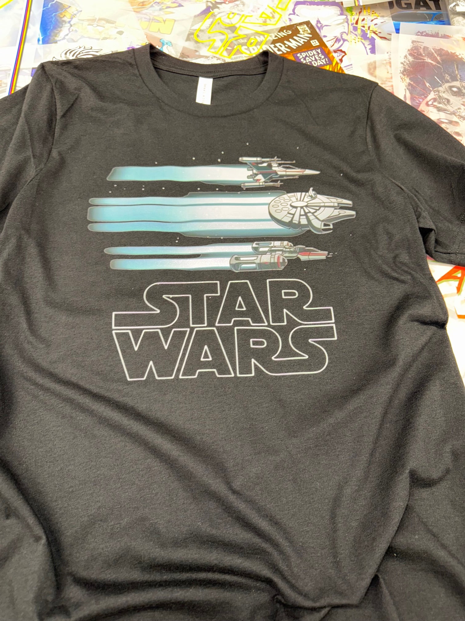 STAR WARS 3 REBEL SPACE CRAFT BLACK T SHIRT