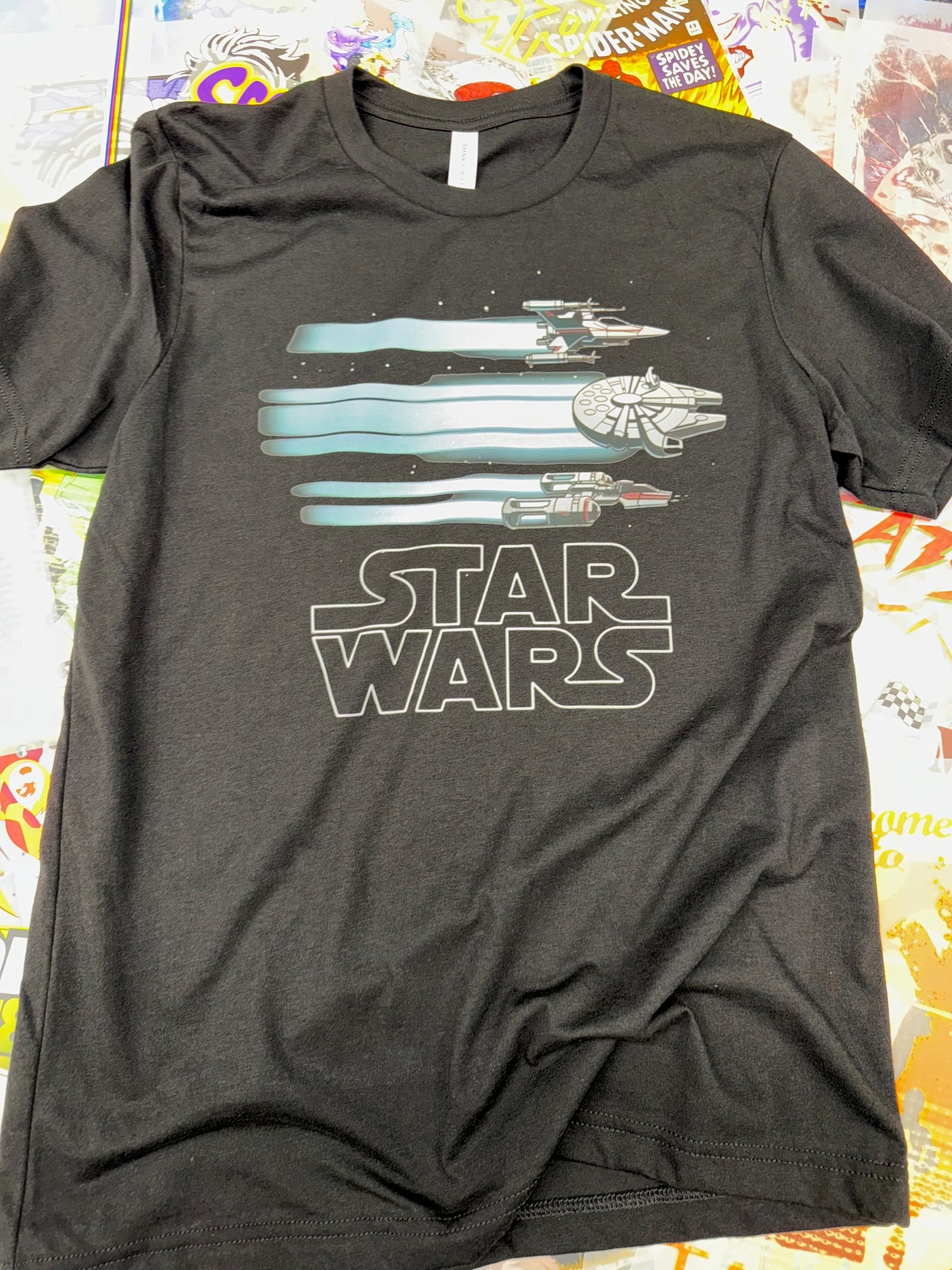 STAR WARS 3 REBEL SPACE CRAFT BLACK T SHIRT