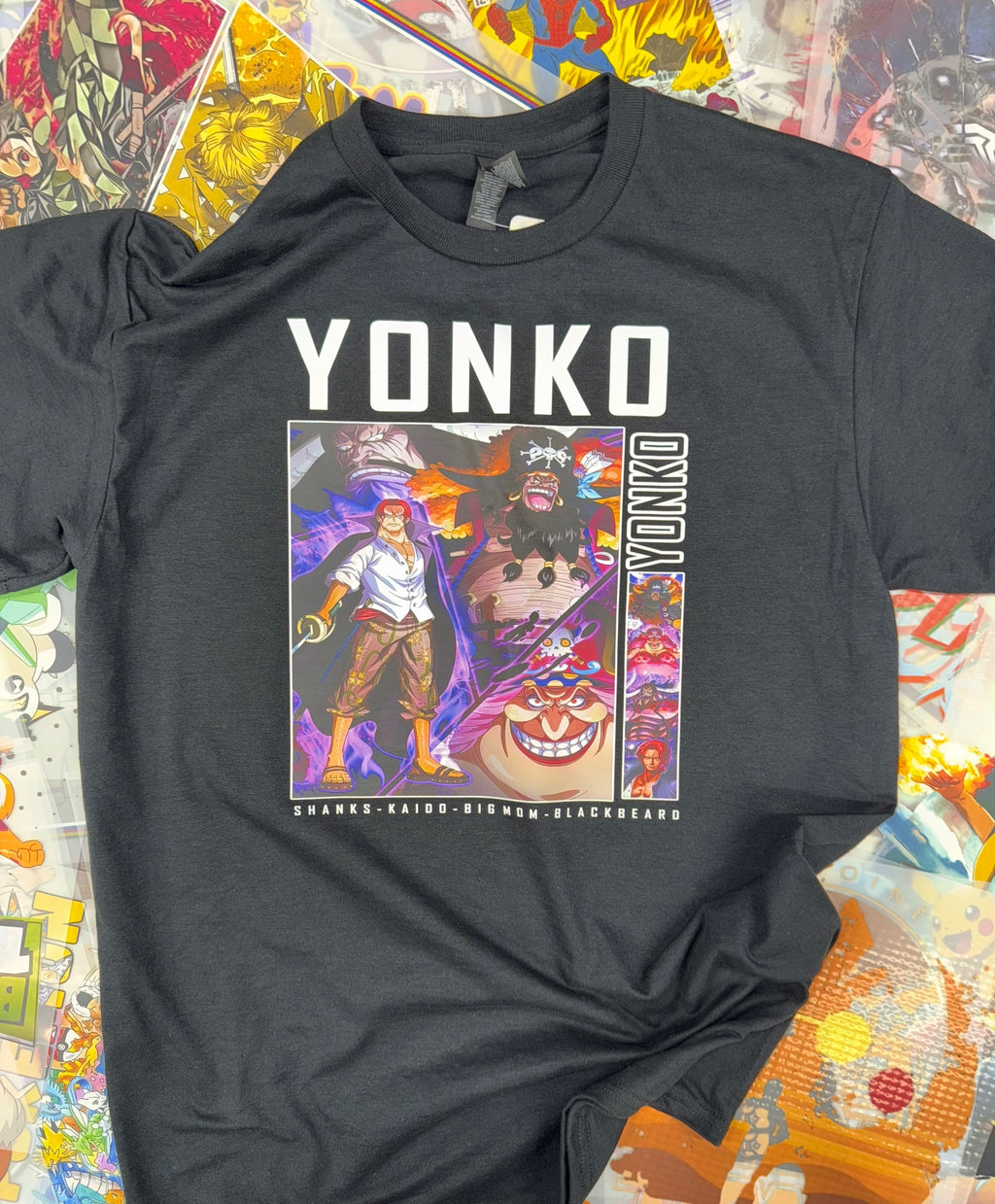 ONE PIECE YONKO FOUR EMPERORS ANIME BLACK T SHIRT