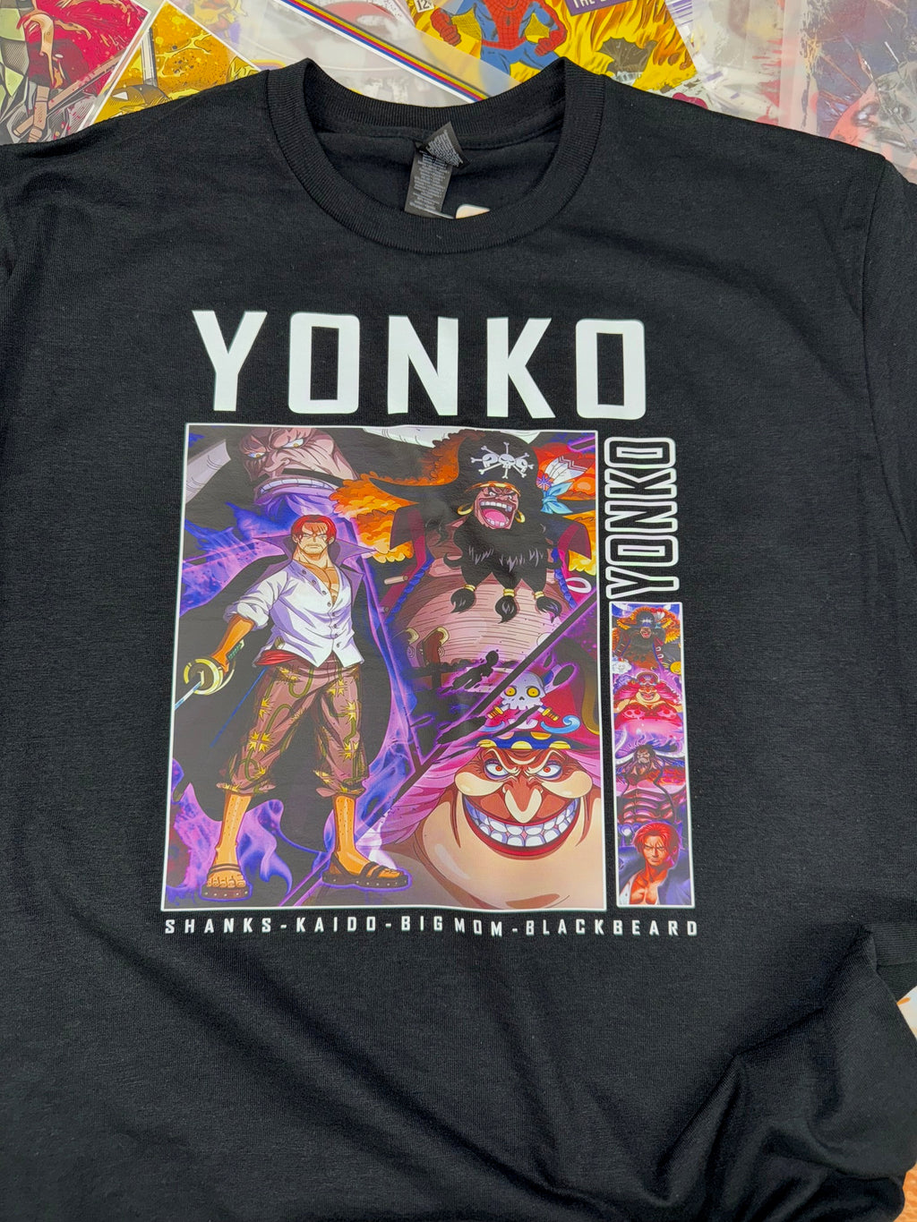 ONE PIECE YONKO FOUR EMPERORS ANIME BLACK T SHIRT