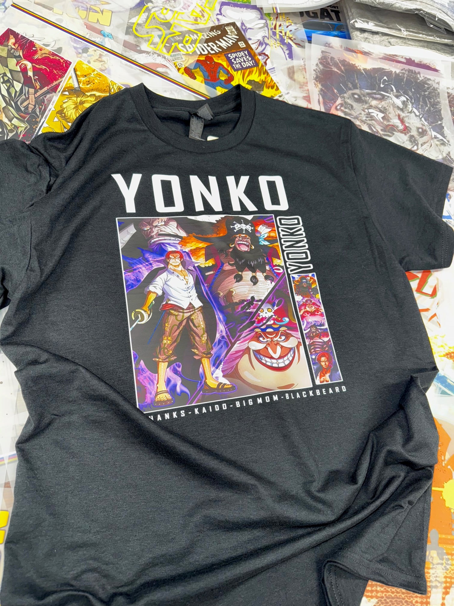ONE PIECE YONKO FOUR EMPERORS ANIME BLACK T SHIRT