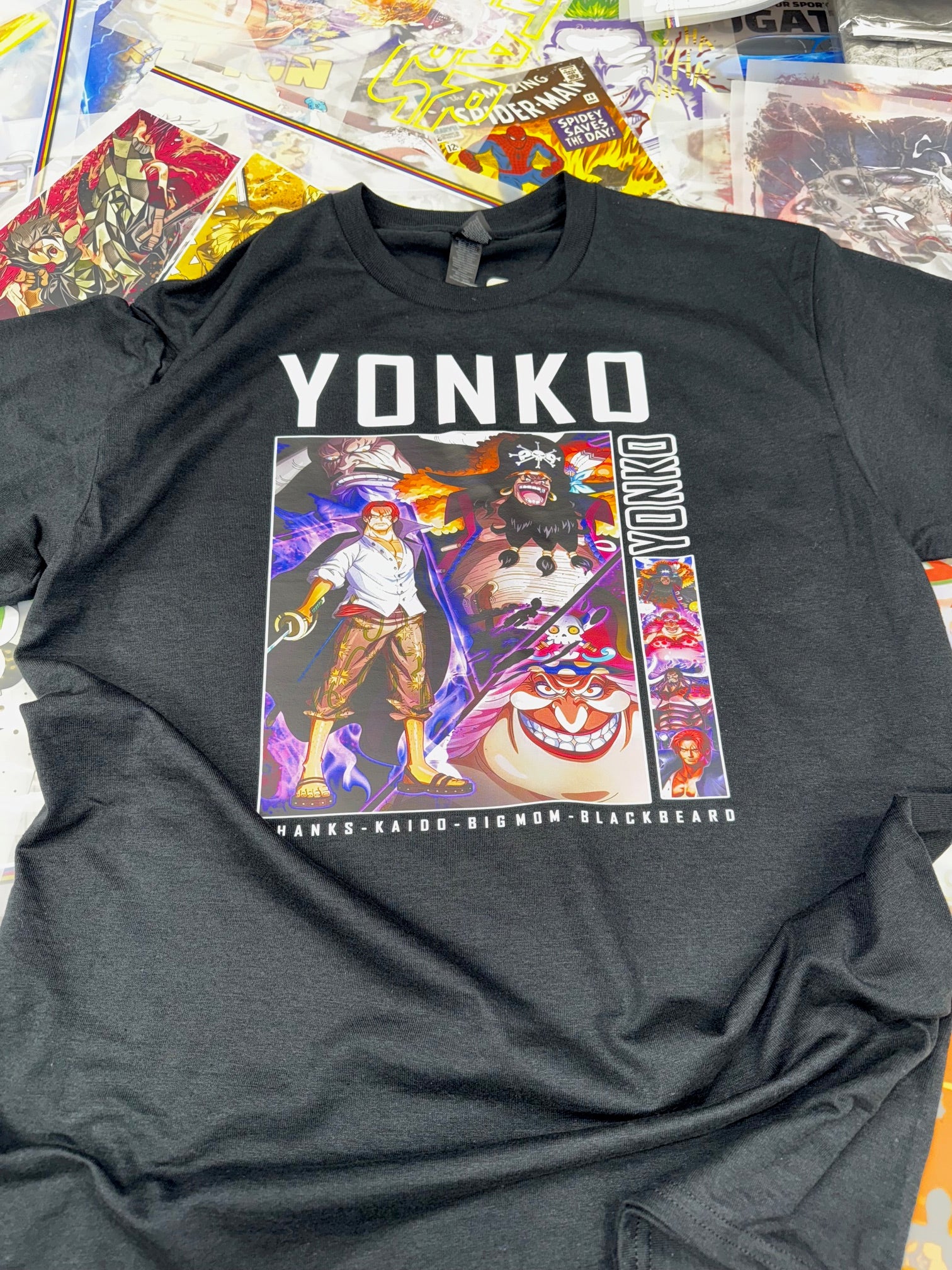 ONE PIECE YONKO FOUR EMPERORS ANIME BLACK T SHIRT