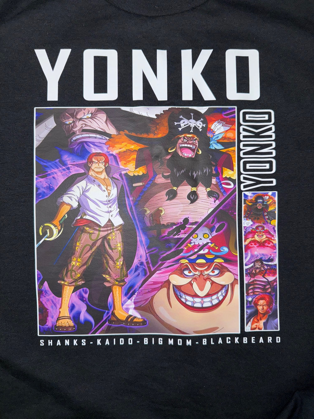 ONE PIECE YONKO FOUR EMPERORS ANIME BLACK T SHIRT
