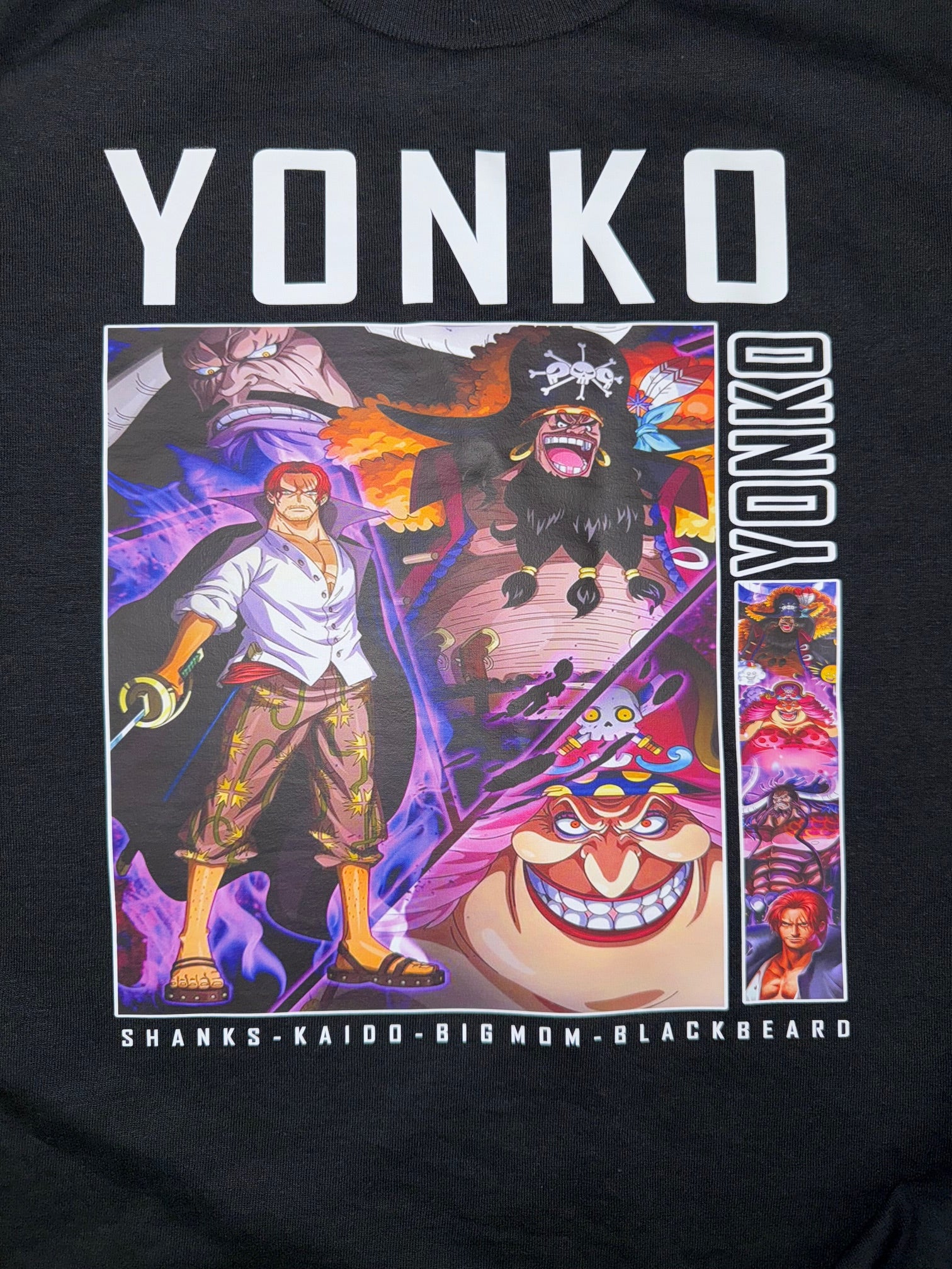 ONE PIECE YONKO FOUR EMPERORS ANIME BLACK T SHIRT
