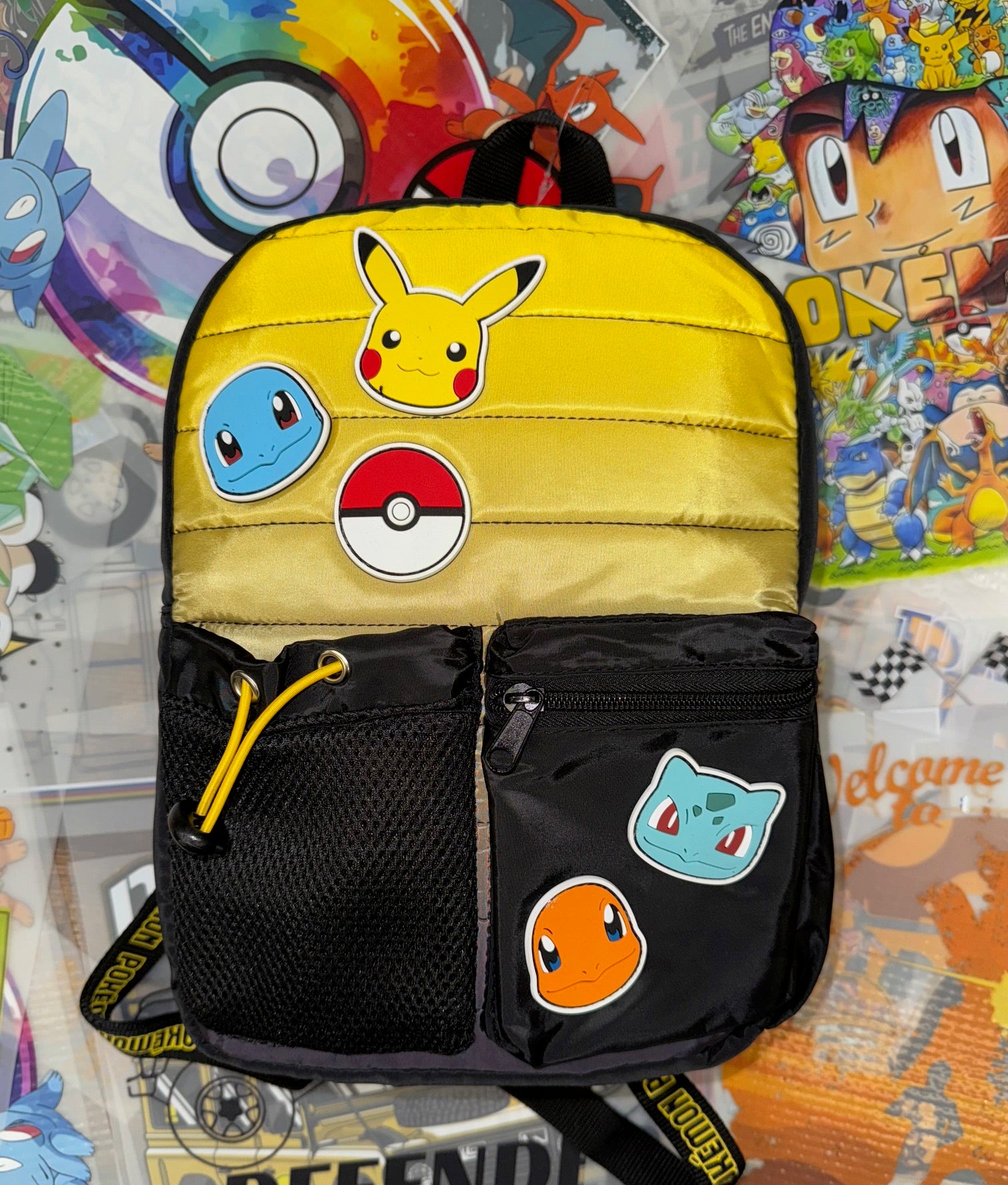 POKEMON PADDED BLACK AND YELLOW MINI BACKPACK