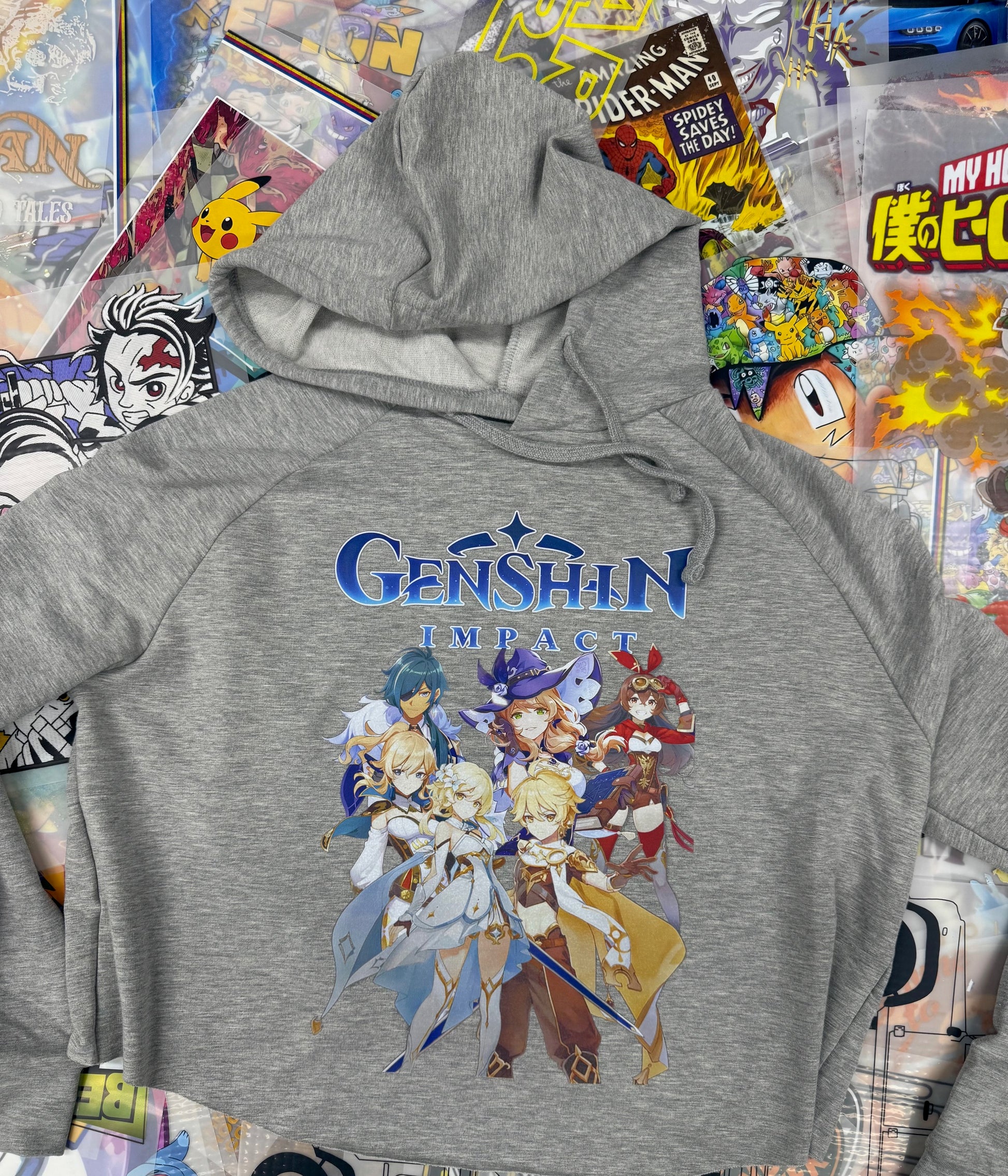 GENSHIN IMPACT GAMERS CROPPED GREY HOODIE