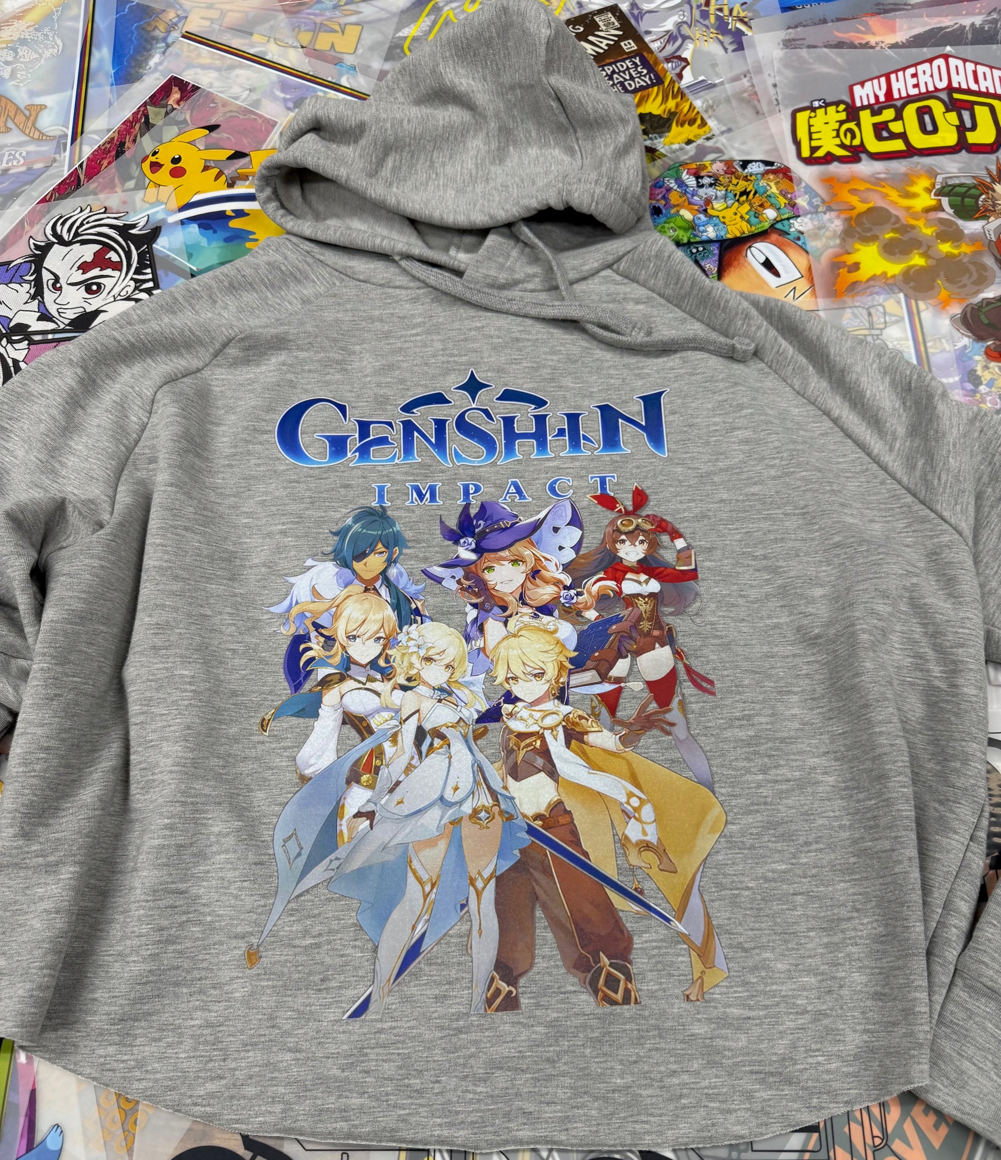 GENSHIN IMPACT GAMERS CROPPED GREY HOODIE