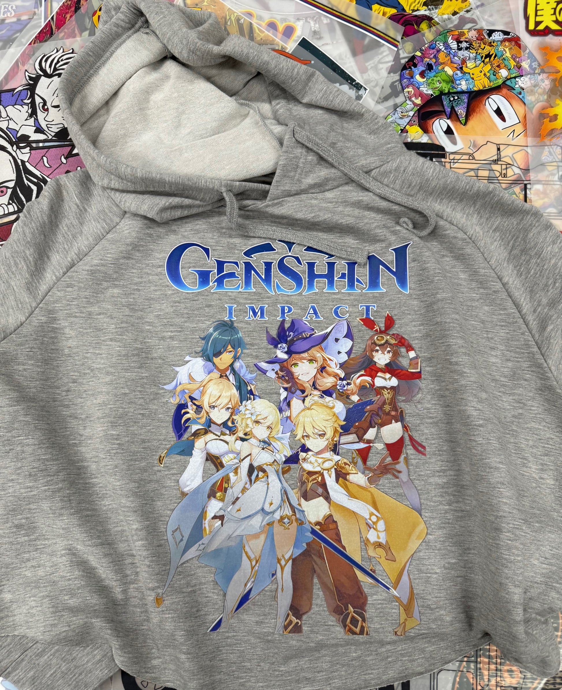 GENSHIN IMPACT GAMERS CROPPED GREY HOODIE