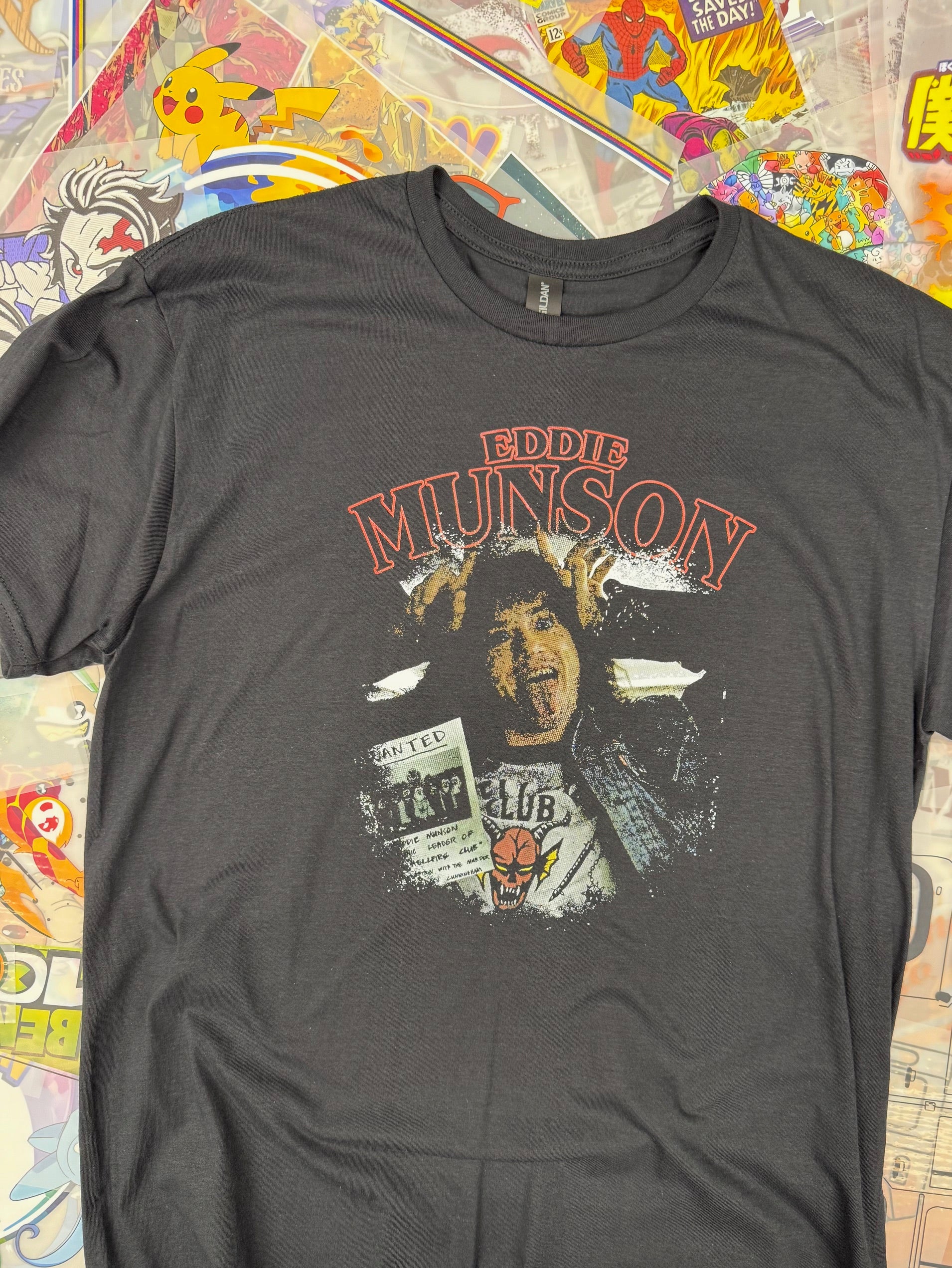 STRANGER THINGS EDDIE MUNSON HELLFIRE CLUB BLACK T SHIRT