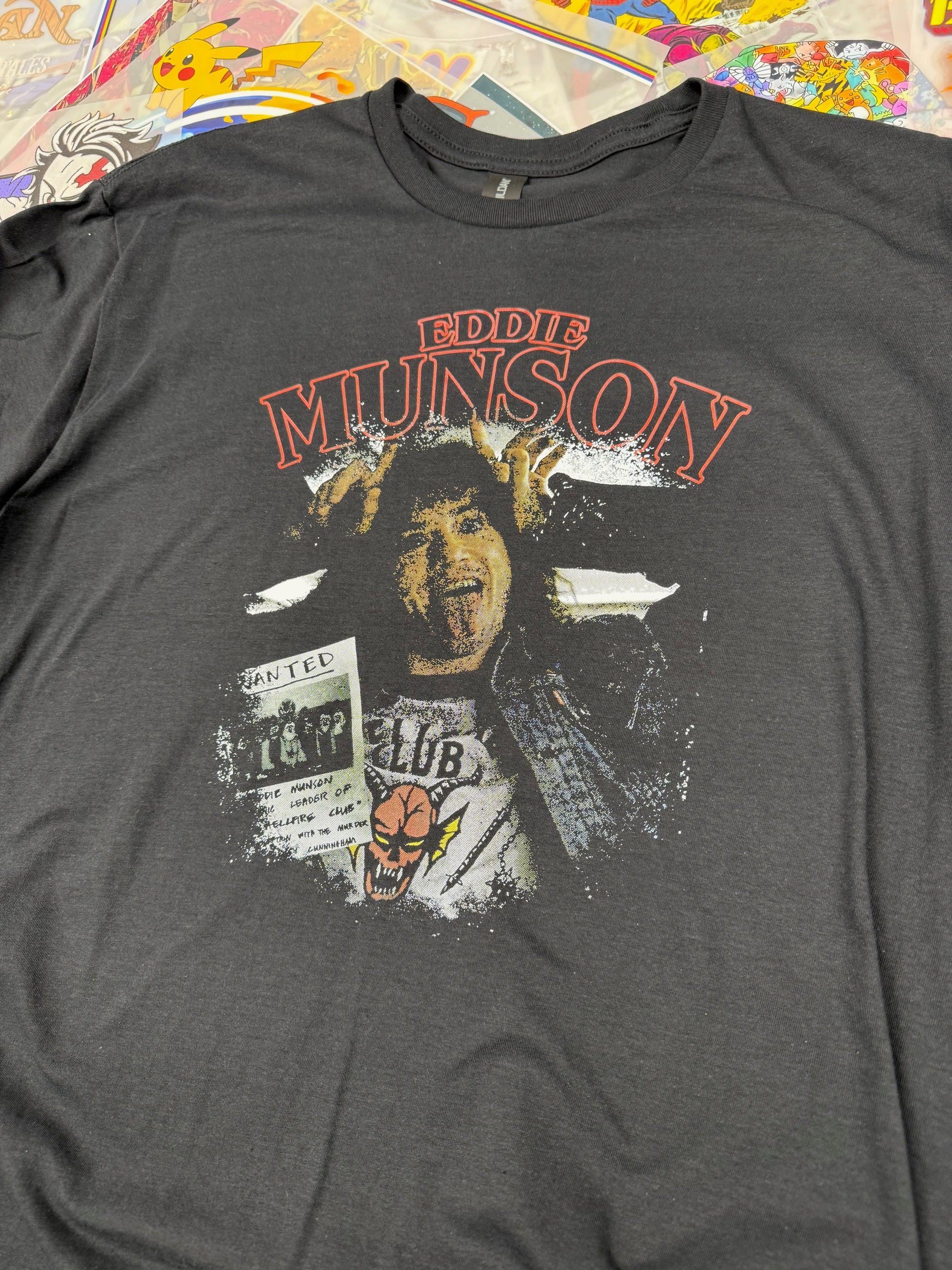 STRANGER THINGS EDDIE MUNSON HELLFIRE CLUB BLACK T SHIRT