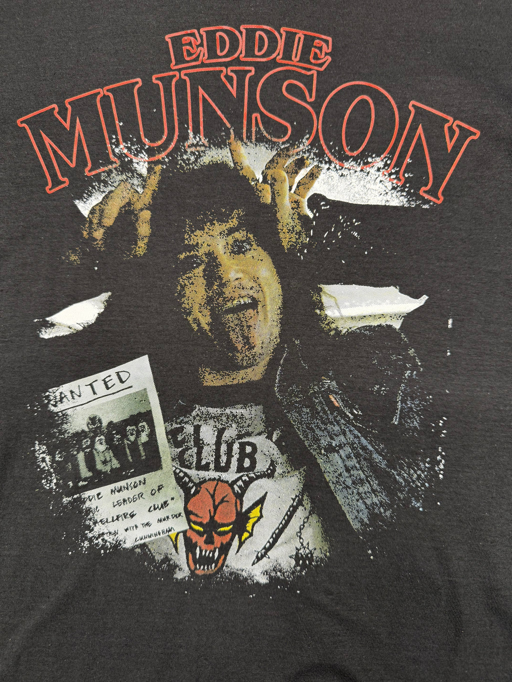 STRANGER THINGS EDDIE MUNSON HELLFIRE CLUB BLACK T SHIRT