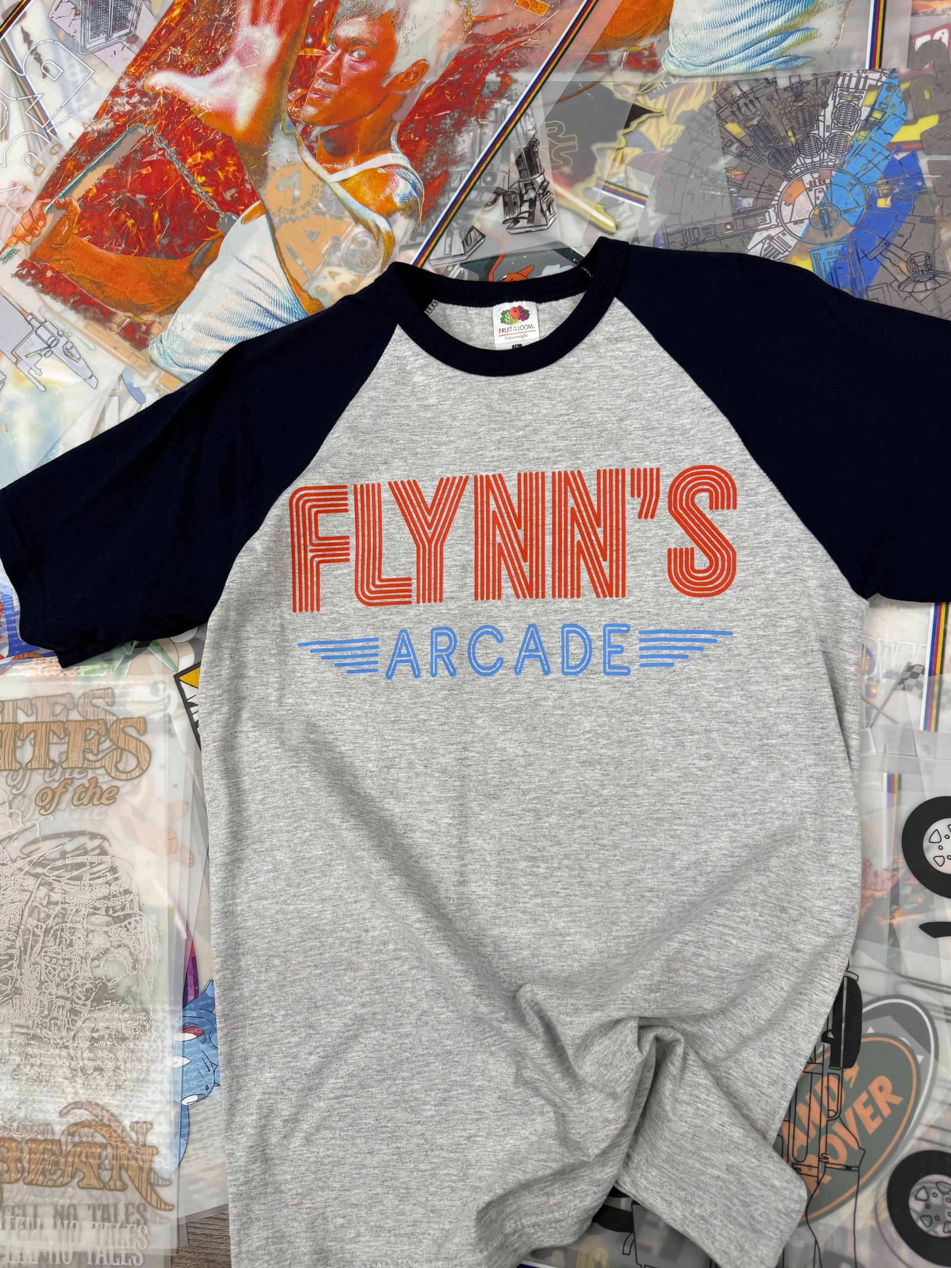 TRON THE MOVIE FLYNNS ARCADE BASEBALL T SHIRT